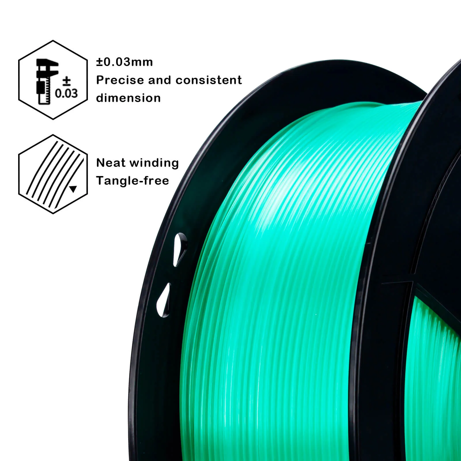 ZIRO Translucent PLA Filament 1.75mm, Translucent Cyan - Image 10