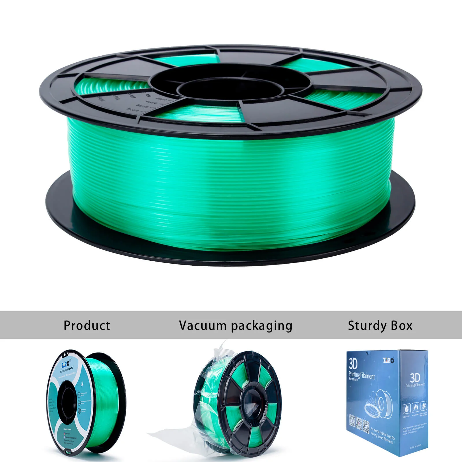 ZIRO Translucent PLA Filament 1.75mm, Translucent Cyan - Image 12