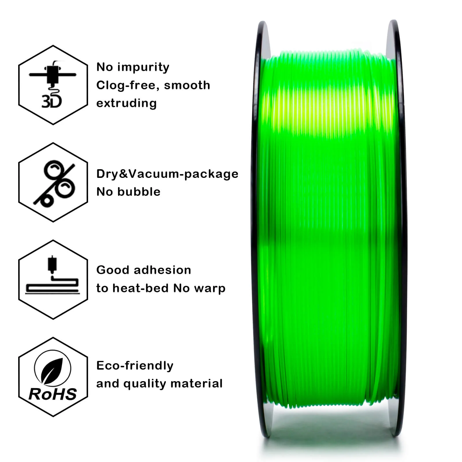 ZIRO Translucent PLA Filament 1.75mm, Translucent Fluo Green - Image 8