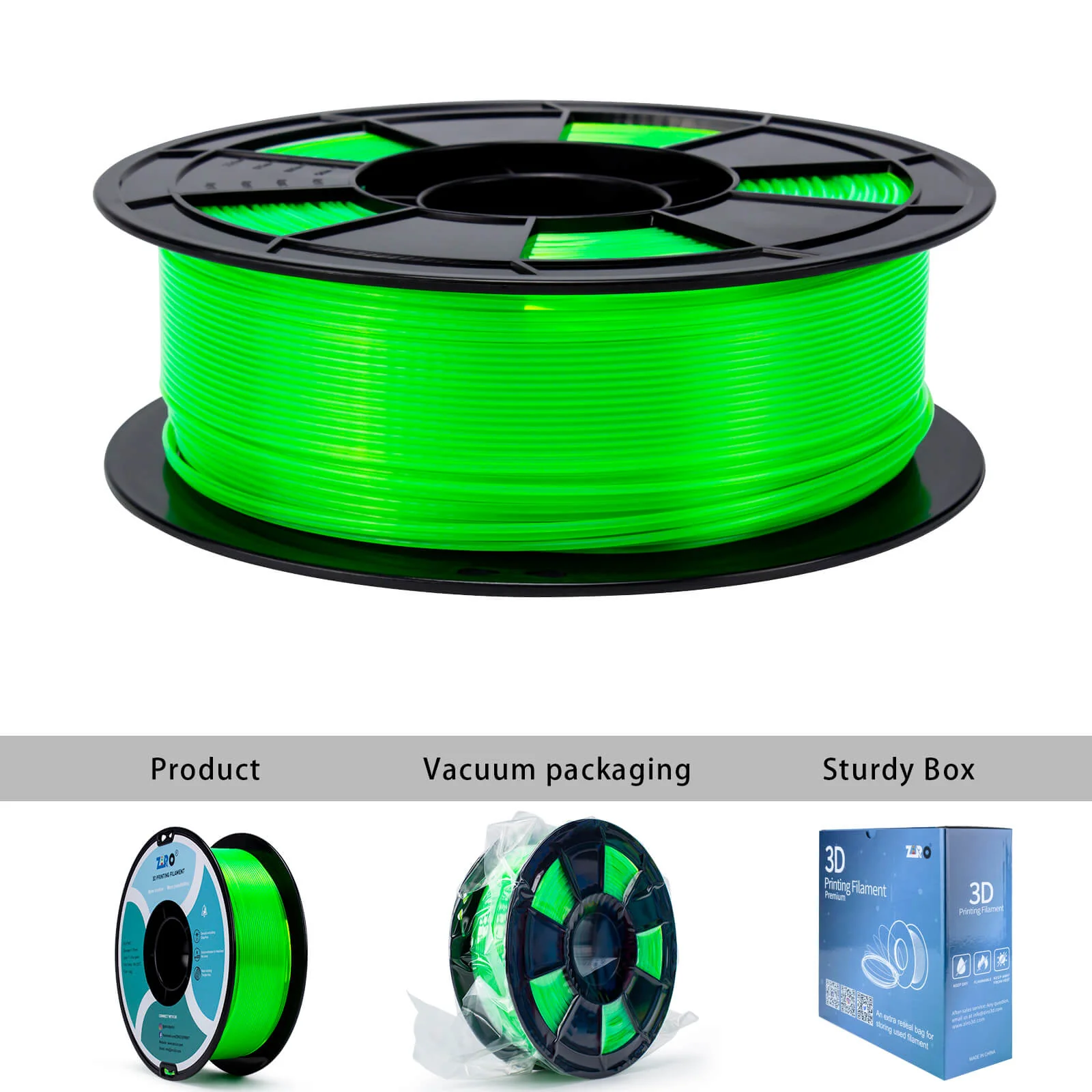 ZIRO Translucent PLA Filament 1.75mm, Translucent Fluo Green - Image 9
