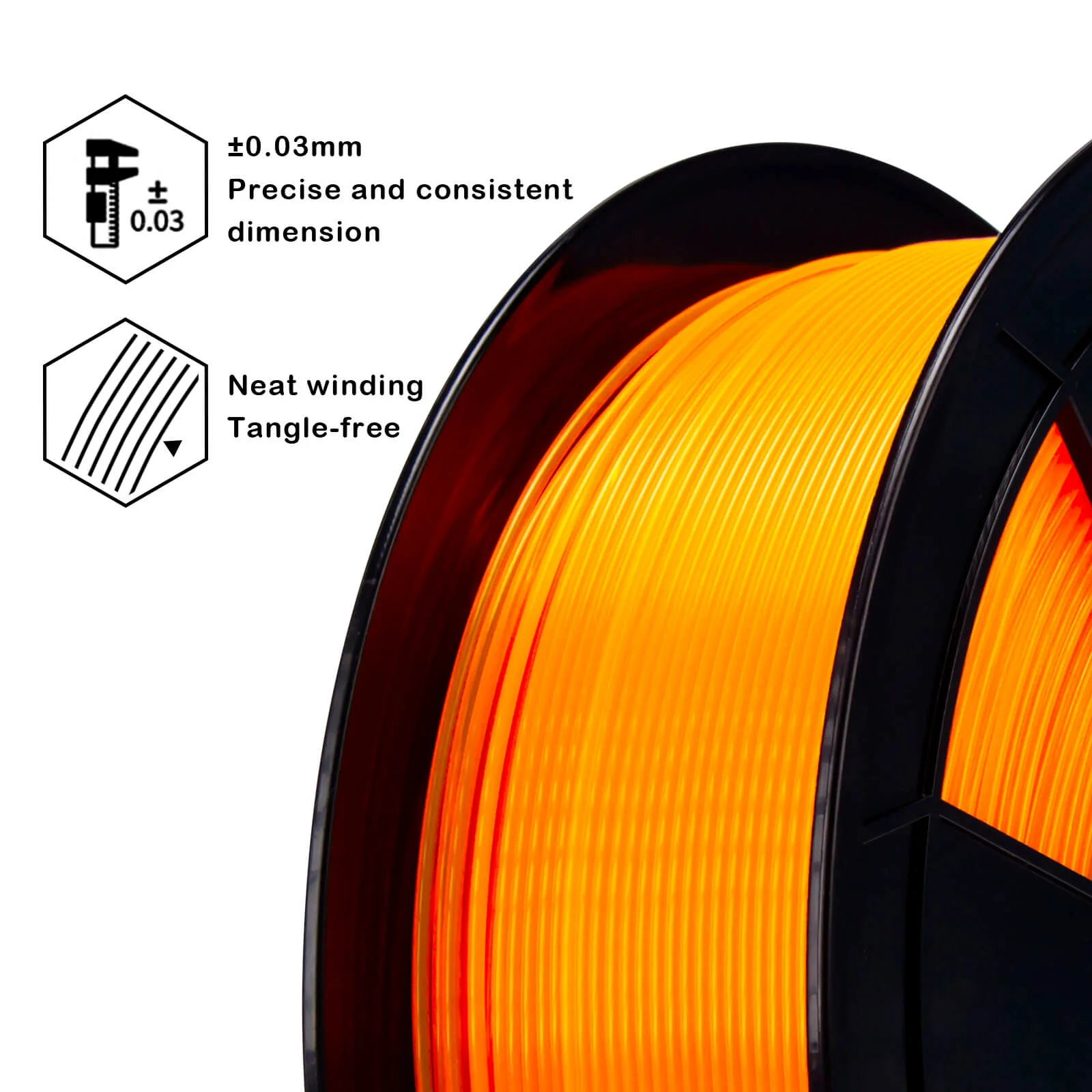 ZIRO Translucent PLA Filament 1.75mm, Translucent Fluo Orange - Image 7
