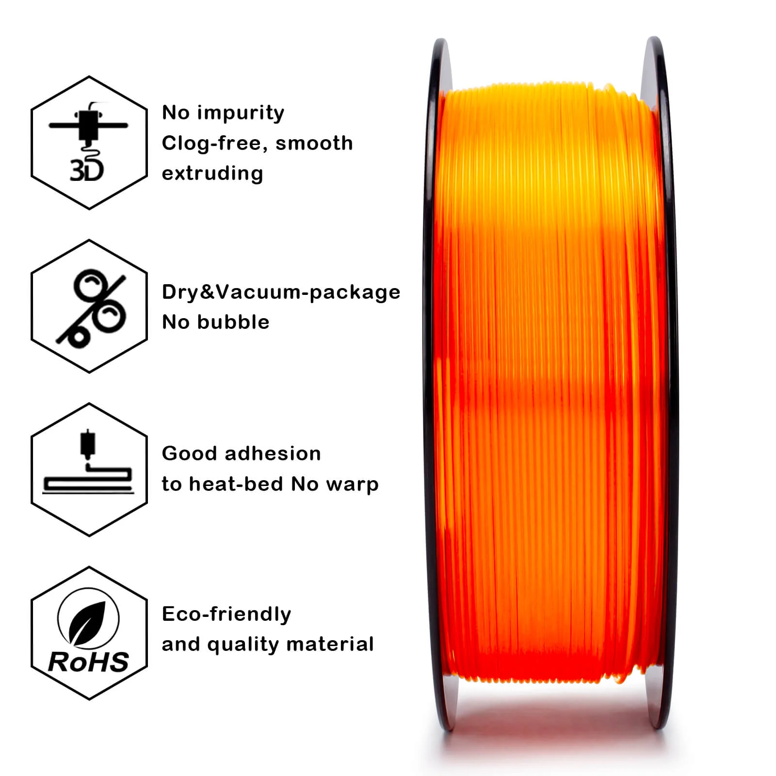 ZIRO Translucent PLA Filament 1.75mm, Translucent Fluo Orange - Image 8