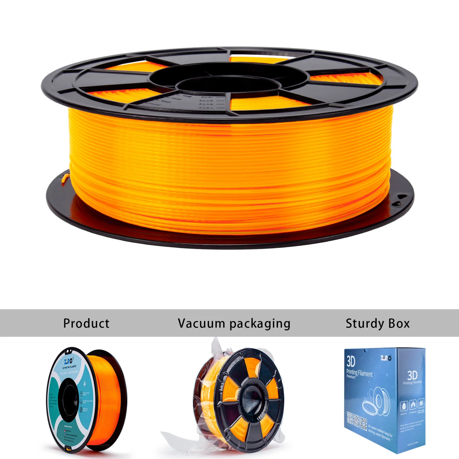 ZIRO Translucent PLA Filament 1.75mm, Translucent Fluo Orange - Image 9