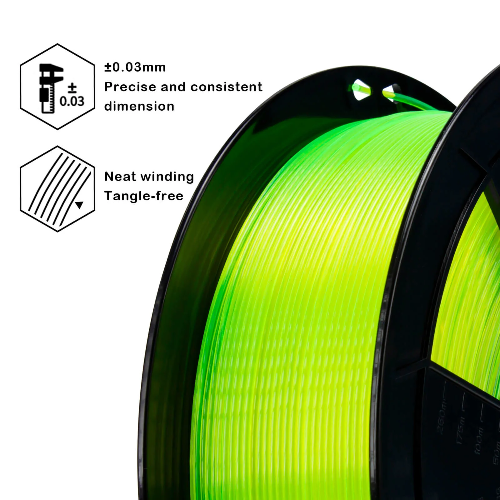 ZIRO Translucent PLA Filament 1.75mm, Translucent Fluo Yellow - Image 7