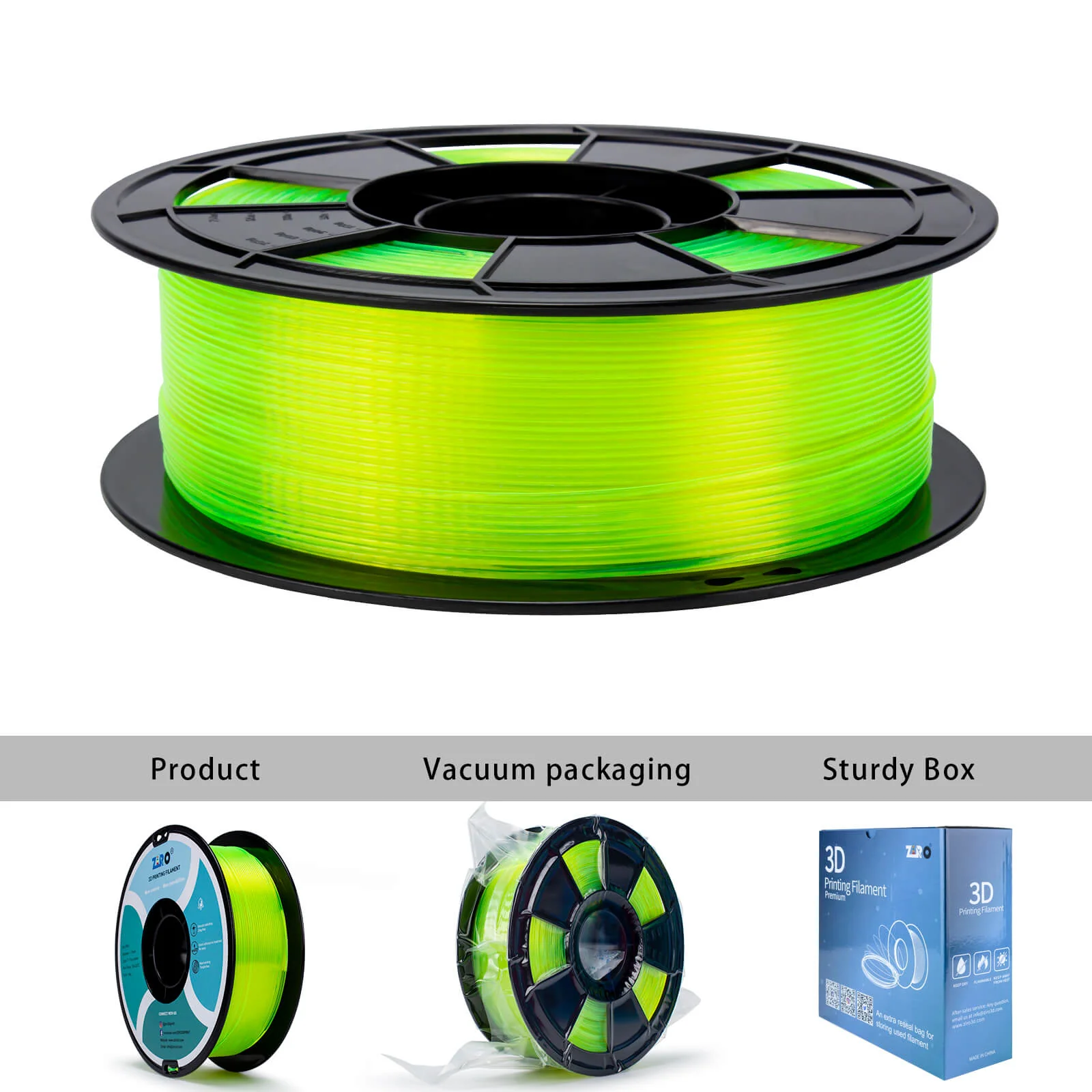 ZIRO Translucent PLA Filament 1.75mm, Translucent Fluo Yellow - Image 9