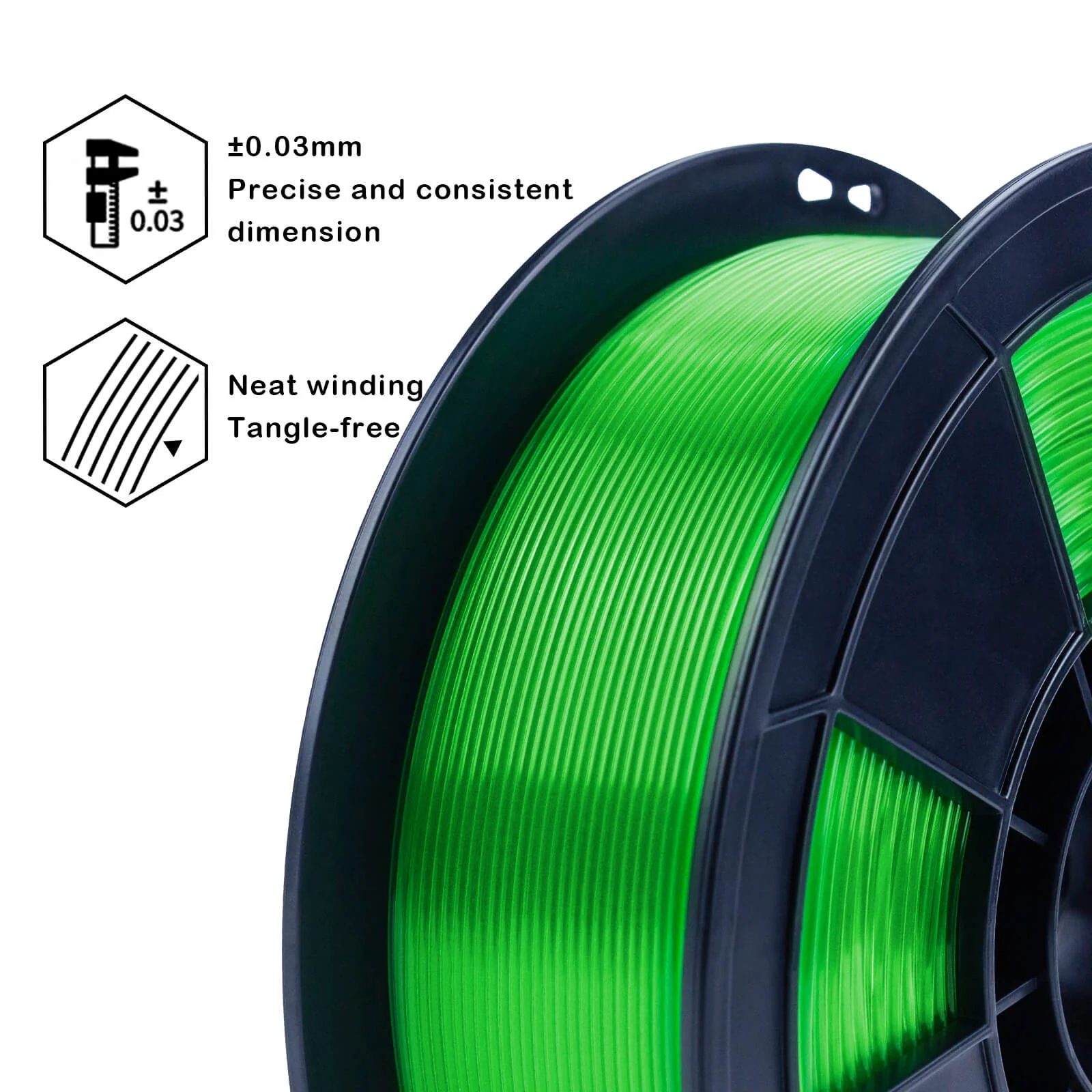 ZIRO Translucent PLA Filament 1.75mm, Translucent Green - Image 5