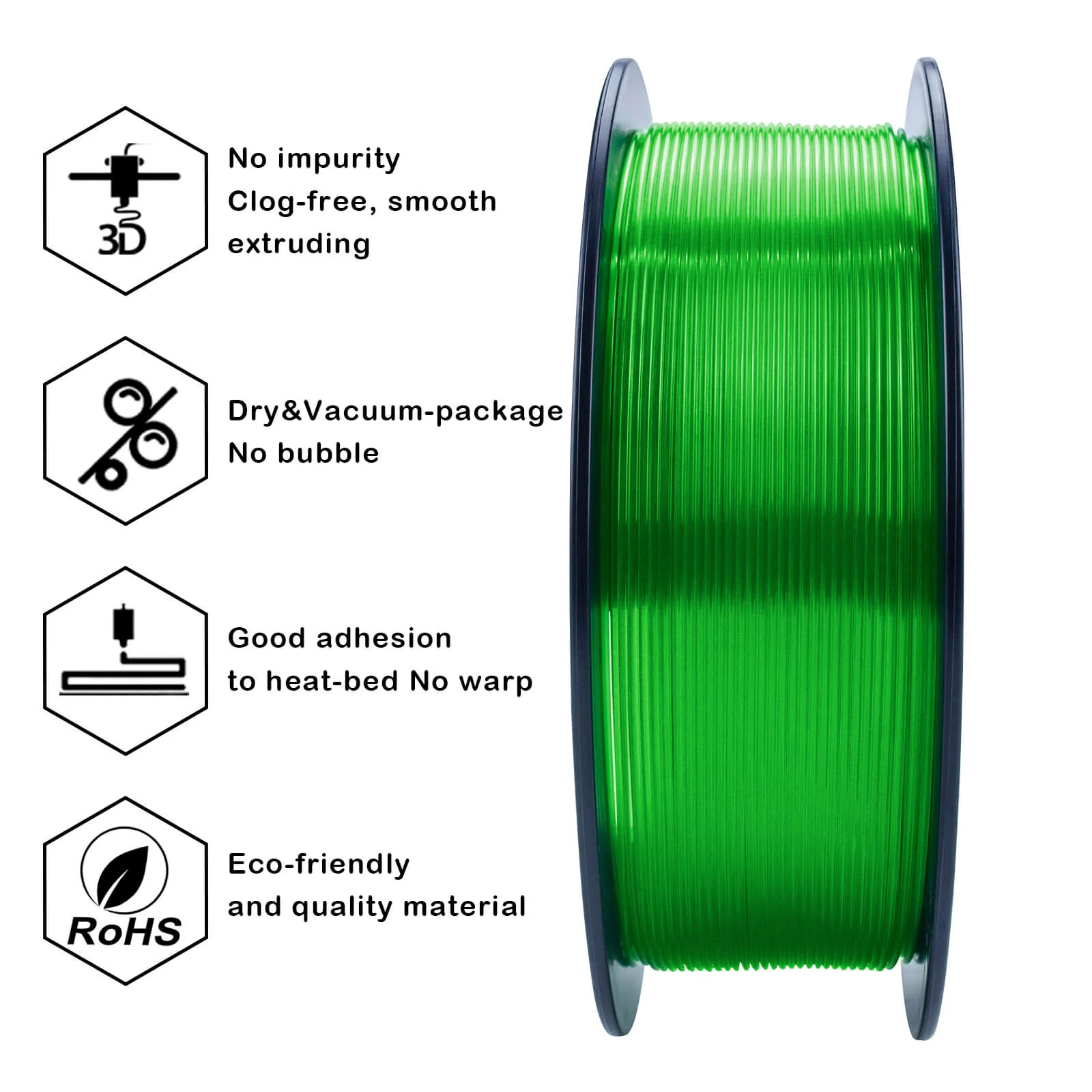 ZIRO Translucent PLA Filament 1.75mm, Translucent Green - Image 6