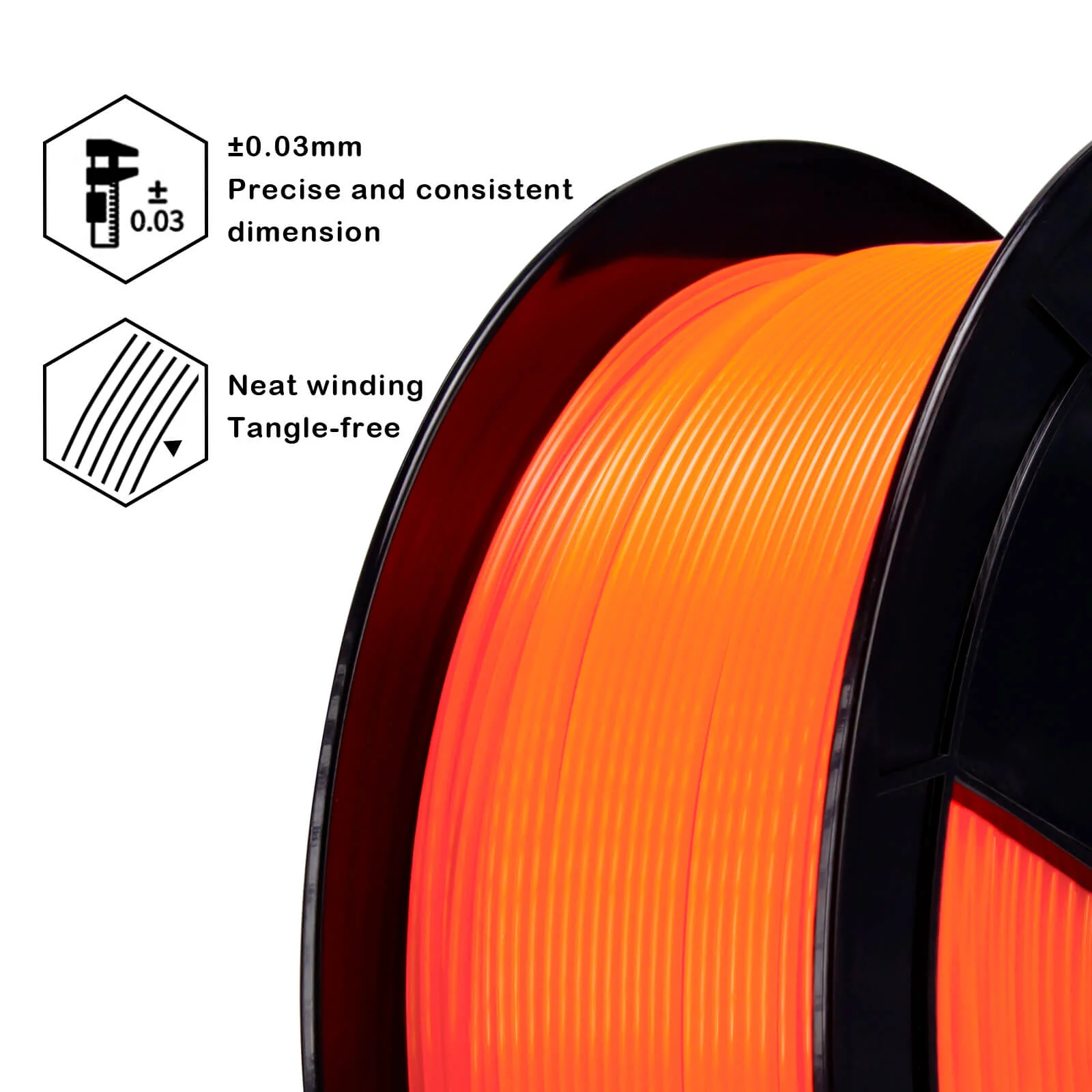 ZIRO Translucent PLA Filament 1.75mm, Translucent Living Coral - Image 6