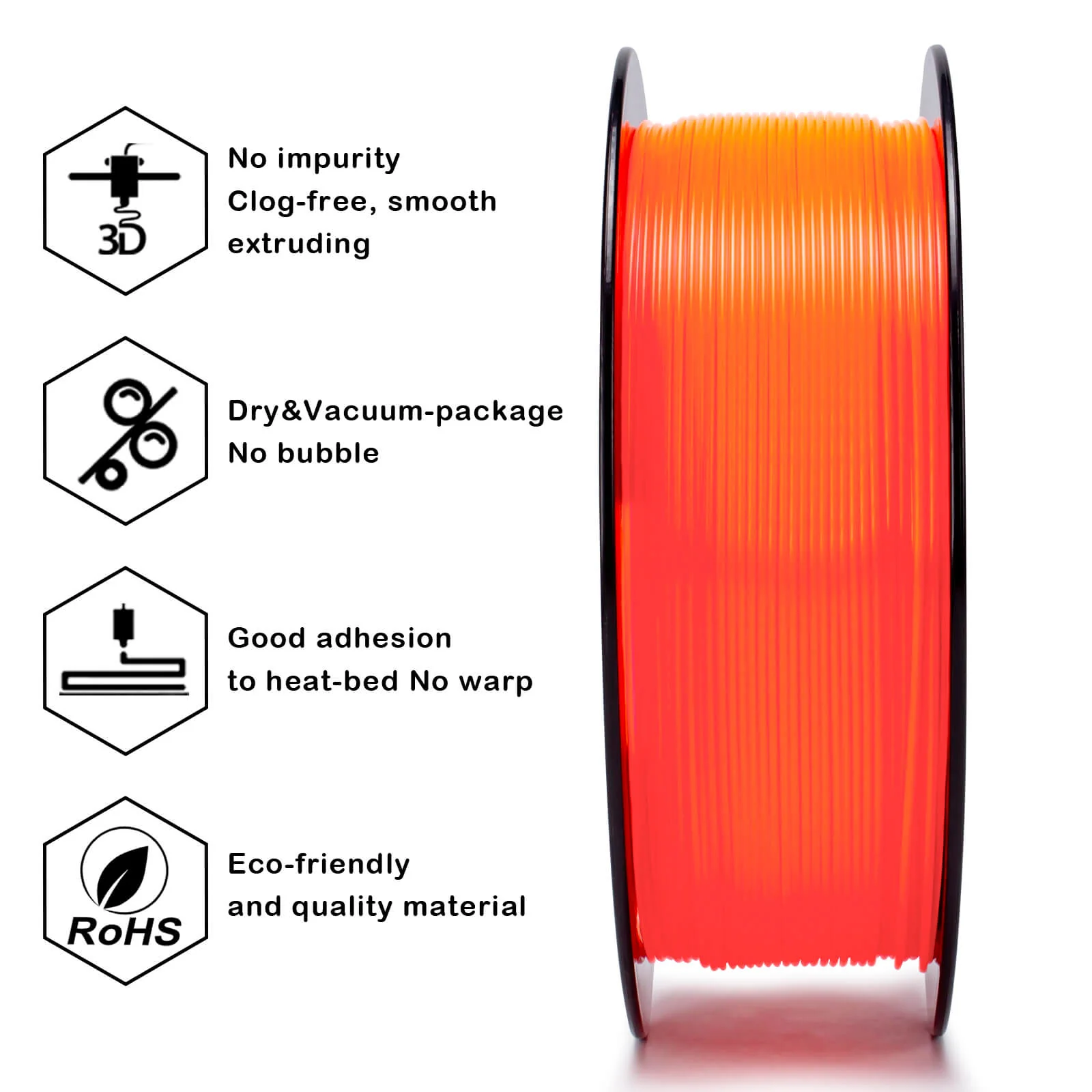 ZIRO Translucent PLA Filament 1.75mm, Translucent Living Coral - Image 8