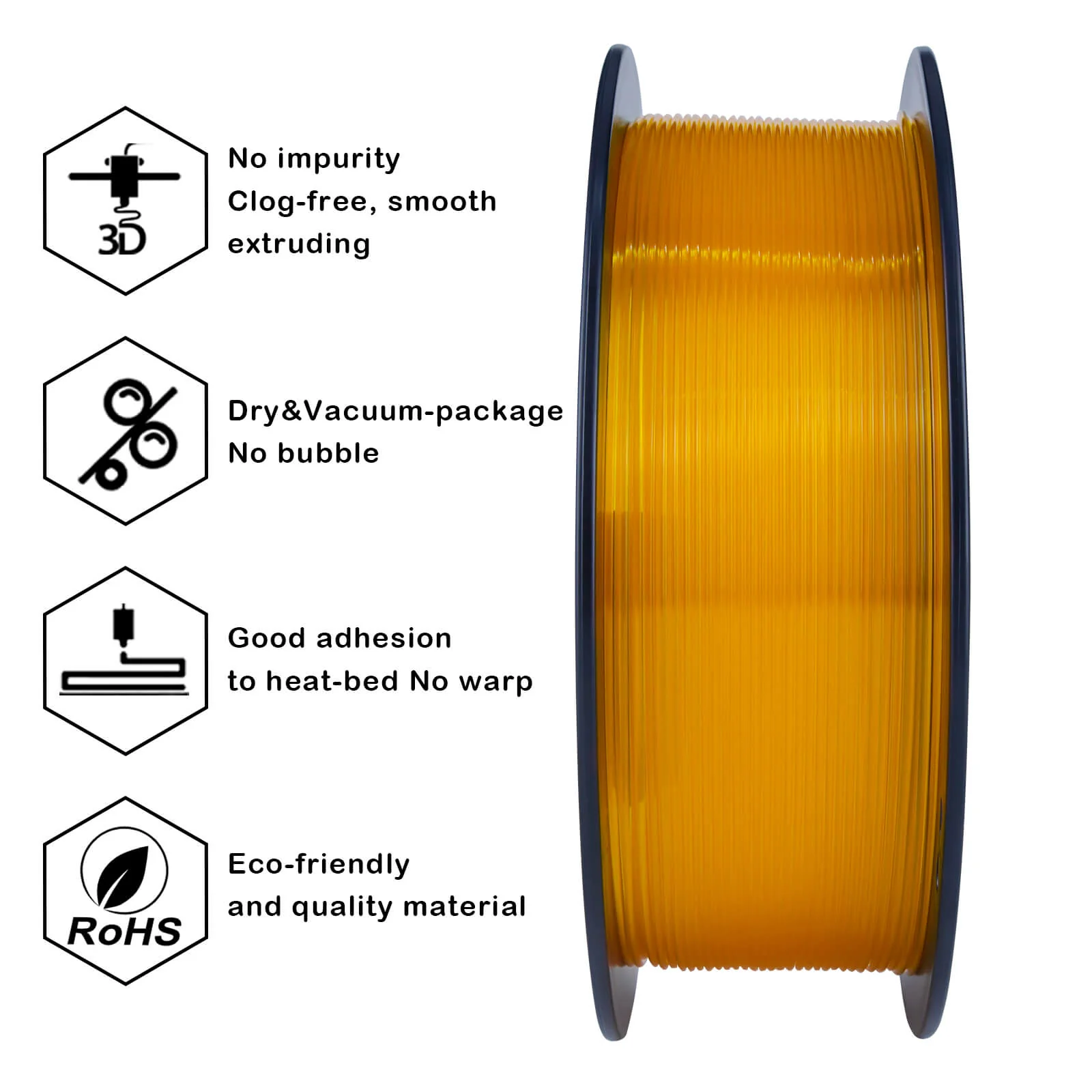ZIRO Translucent PLA Filament 1.75mm, Translucent Orange - Image 6