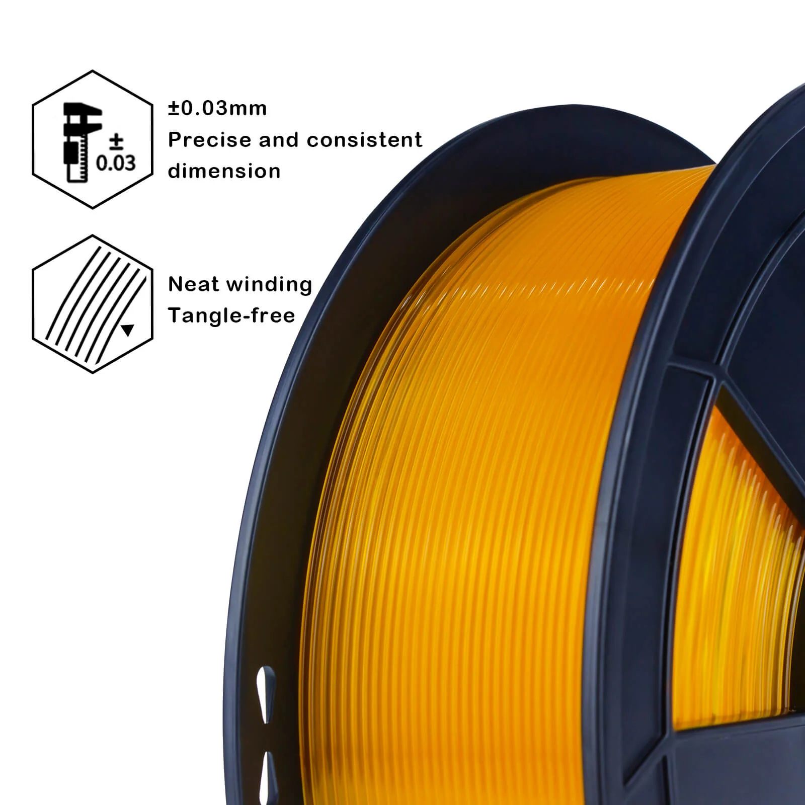 ZIRO Translucent PLA Filament 1.75mm, Translucent Orange - Image 7