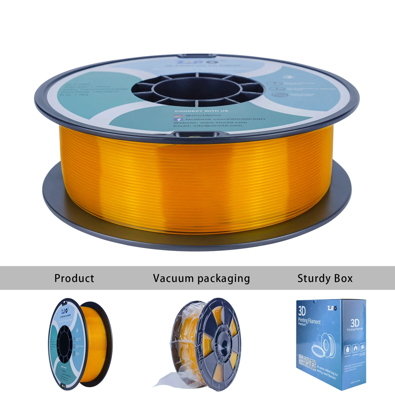 ZIRO Translucent PLA Filament 1.75mm, Translucent Orange - Image 9