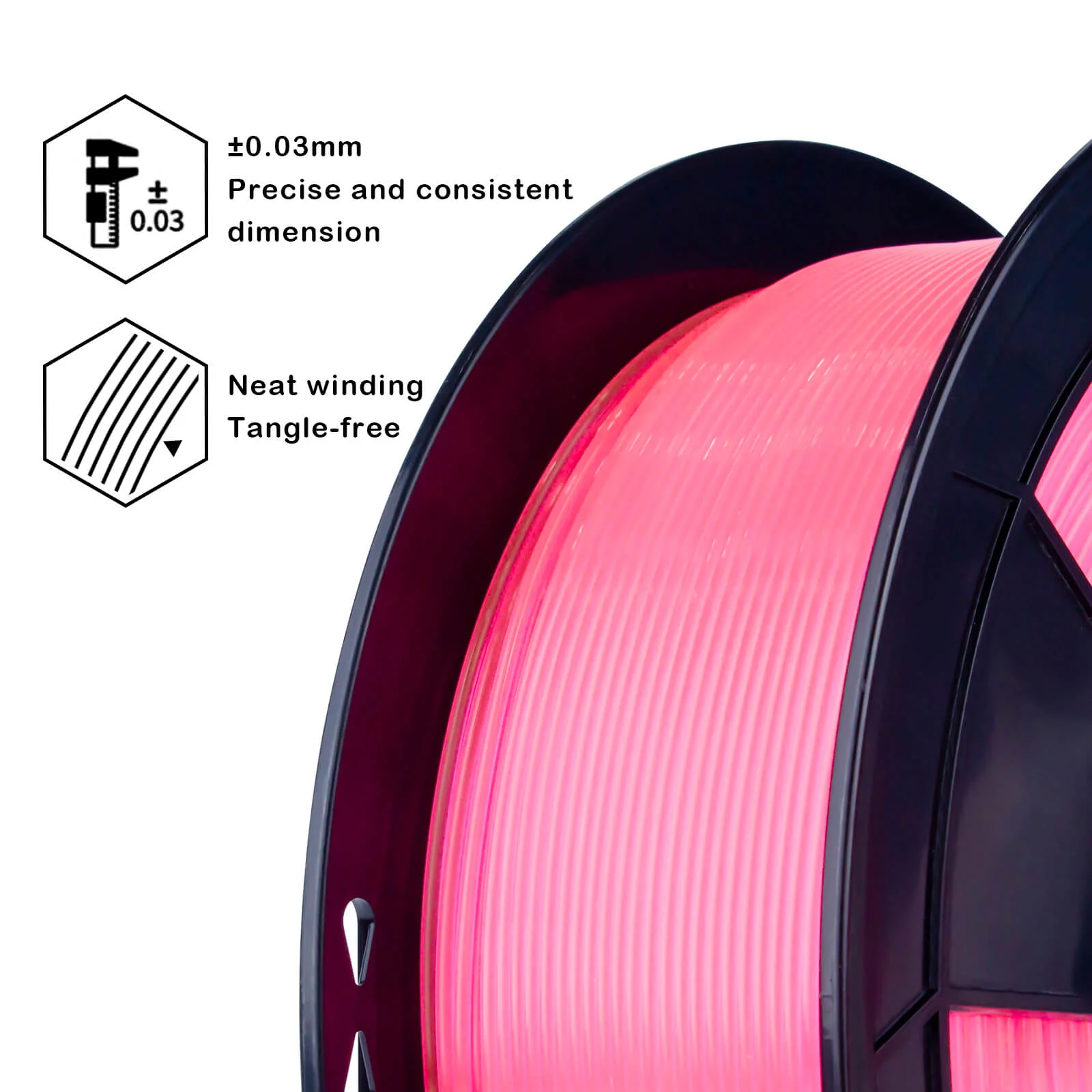 ZIRO Translucent PLA Filament 1.75mm, Translucent Pink - Image 7