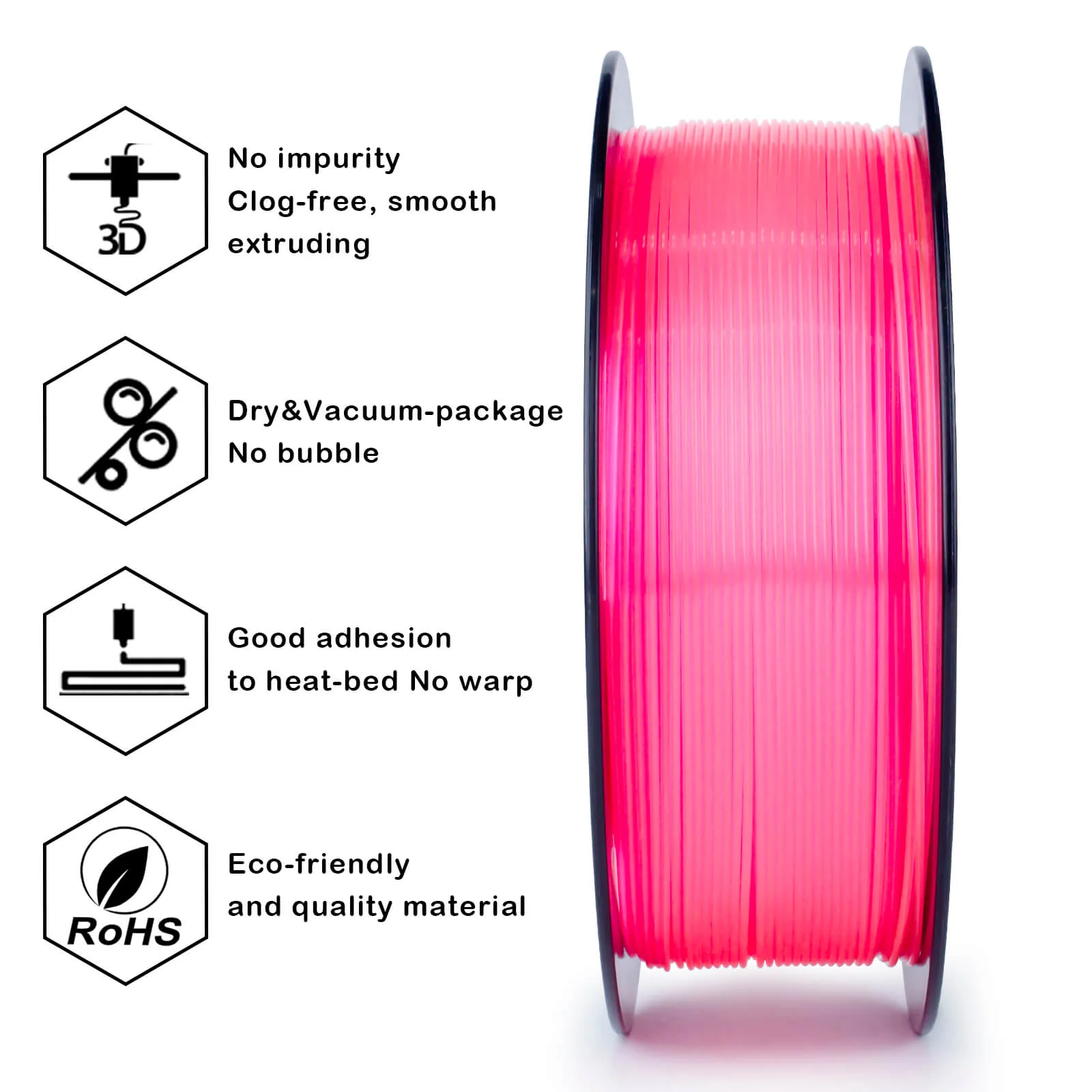 ZIRO Translucent PLA Filament 1.75mm, Translucent Pink - Image 8