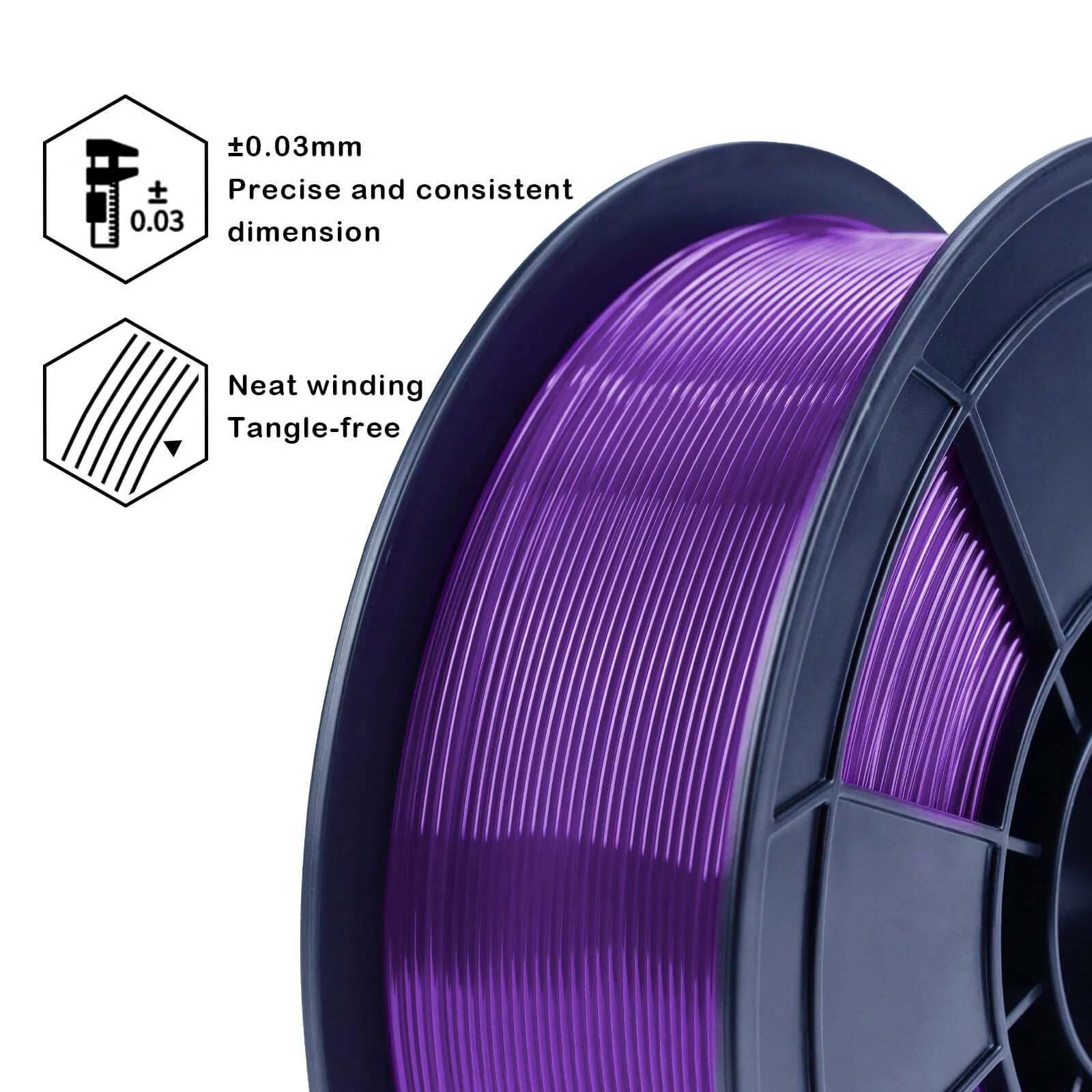 ZIRO Translucent PLA Filament 1.75mm, Translucent Purple - Image 5
