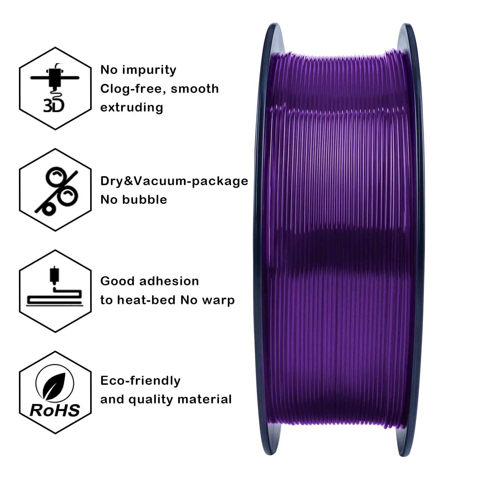 ZIRO Translucent PLA Filament 1.75mm, Translucent Purple - Image 6