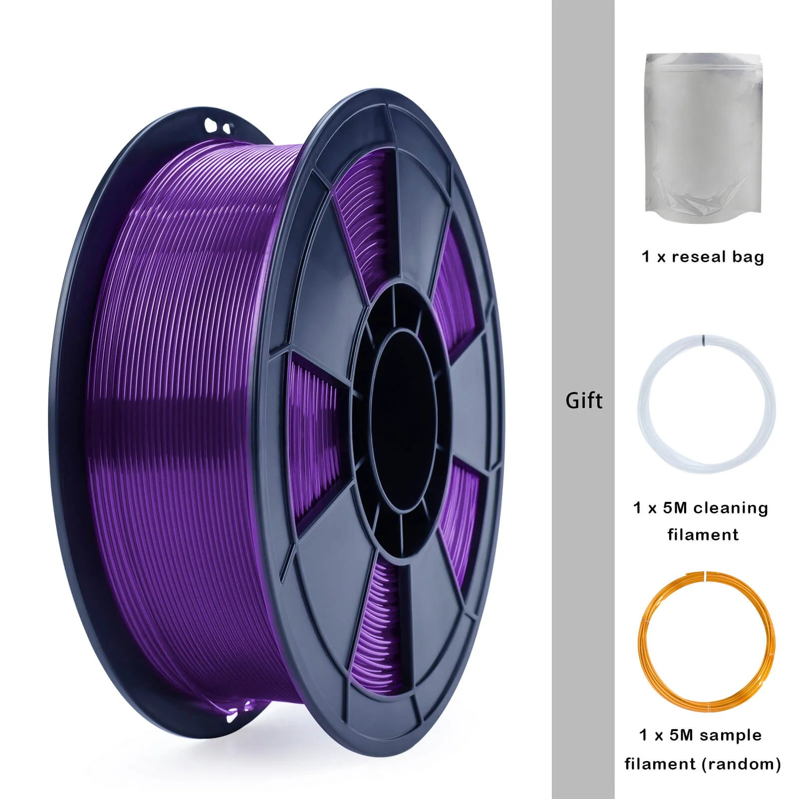 ZIRO Translucent PLA Filament 1.75mm, Translucent Purple - Image 7