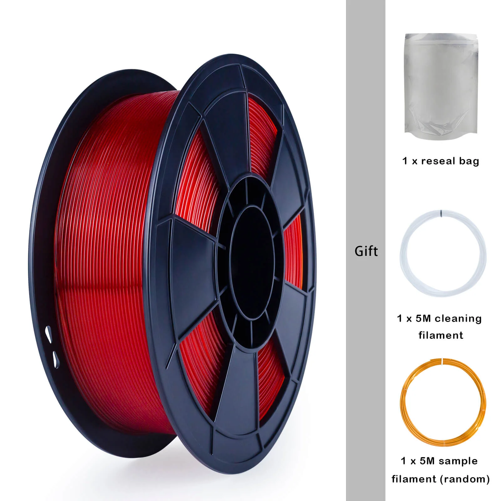 ZIRO Translucent PLA Filament 1.75mm, Translucent Red - Image 7