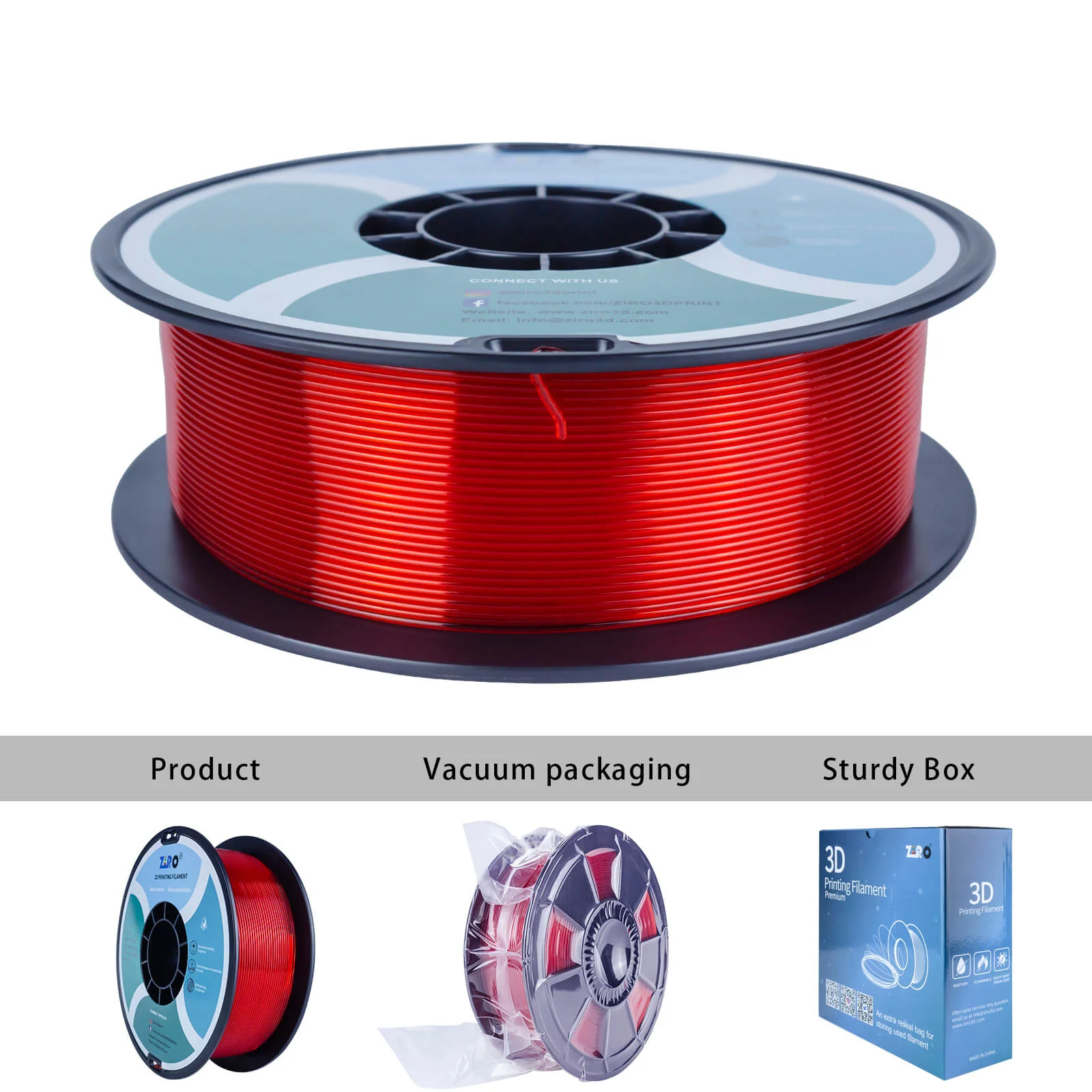 ZIRO Translucent PLA Filament 1.75mm, Translucent Red - Image 8