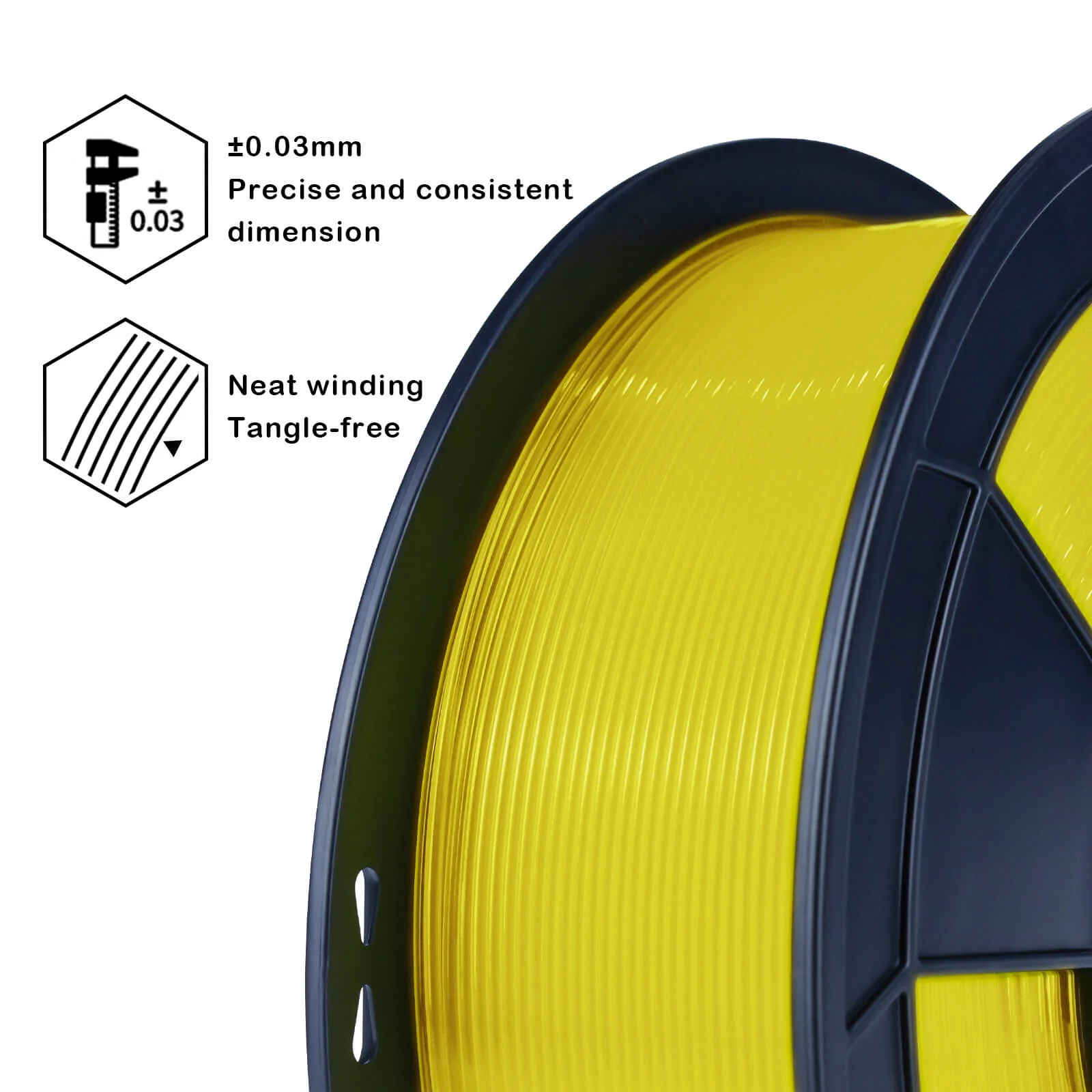 ZIRO Translucent PLA Filament 1.75mm, Translucent Yellow - Image 6