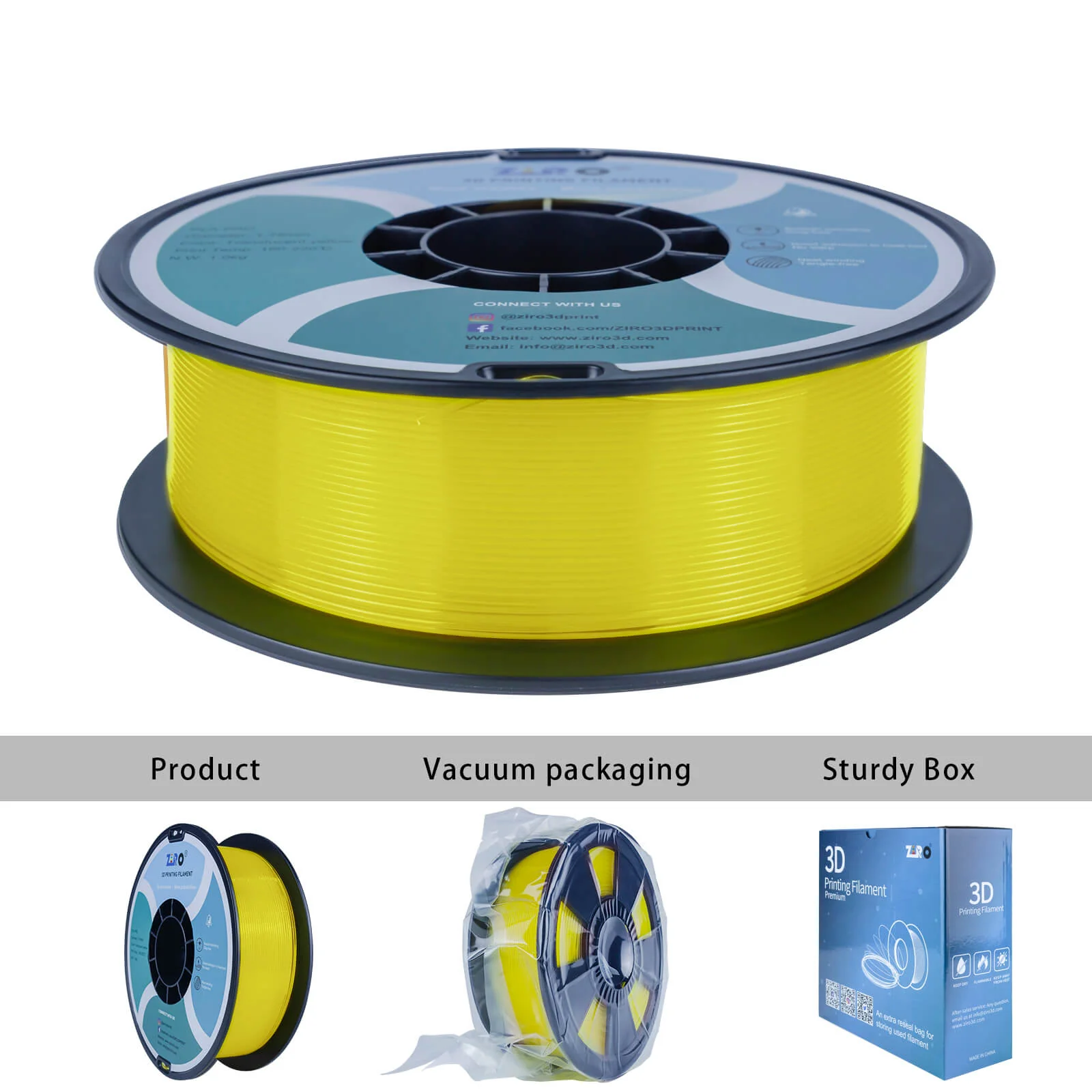 ZIRO Translucent PLA Filament 1.75mm, Translucent Yellow - Image 8