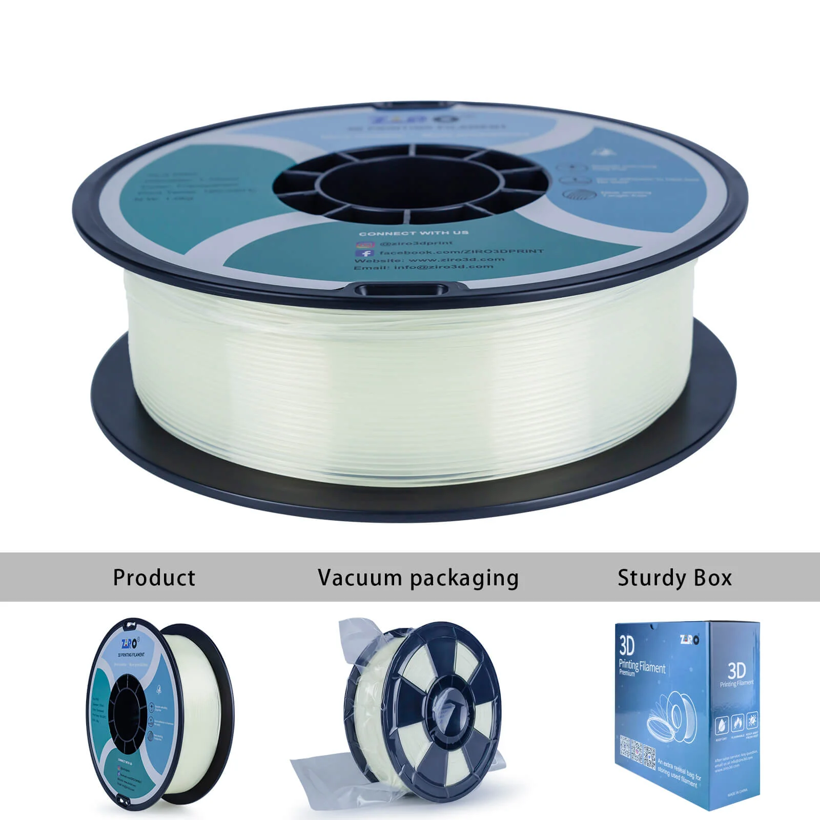 ZIRO Translucent PLA Filament 1.75mm, Transparent - Image 11