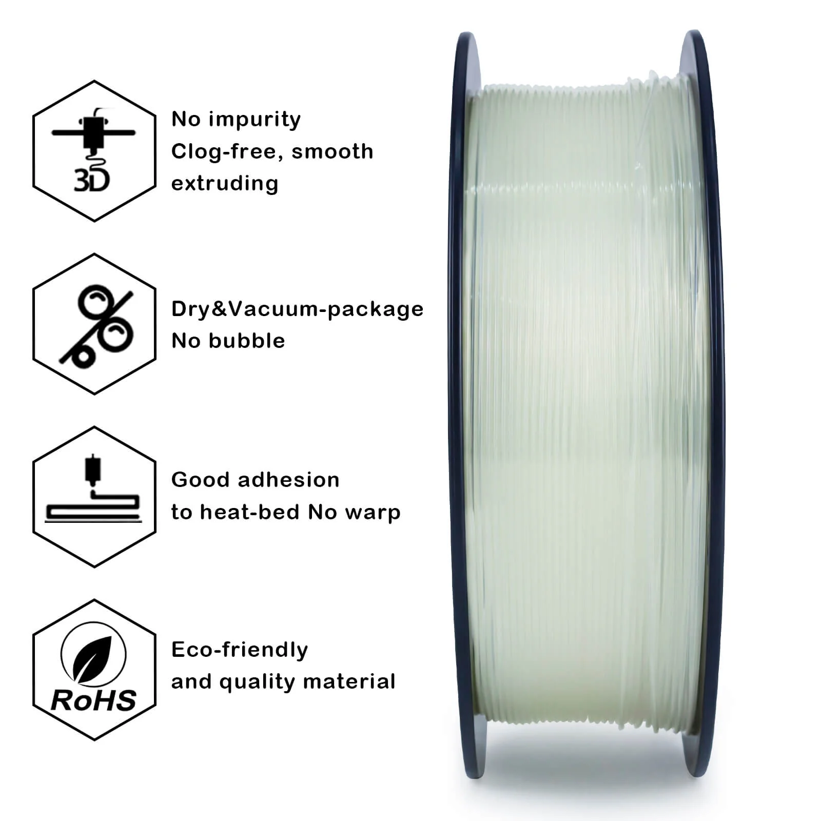 ZIRO Translucent PLA Filament 1.75mm, Transparent - Image 8