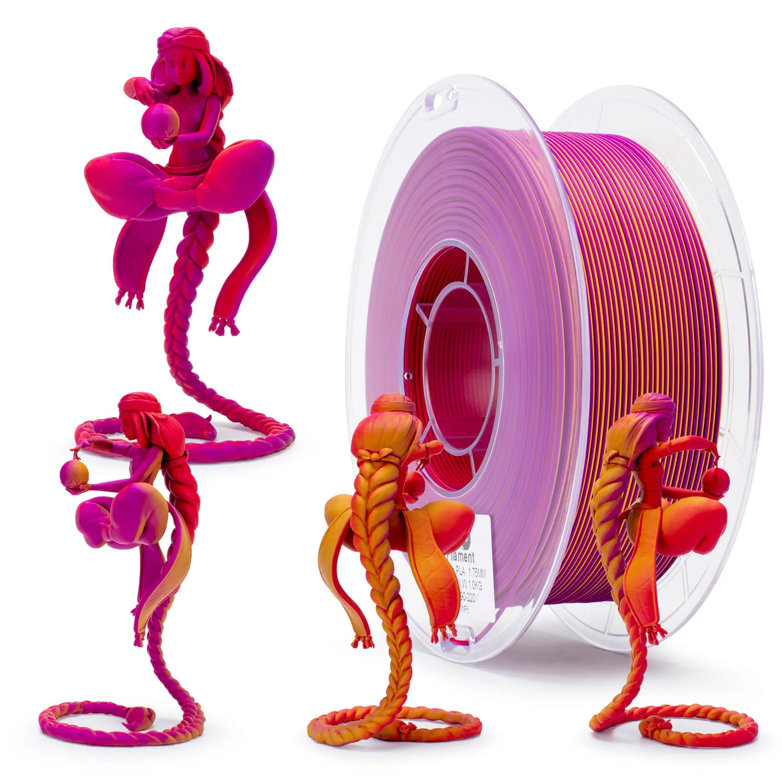 ZIRO Tri-color Matte PLA Filament 1.75mm, Afterglow - Image 3