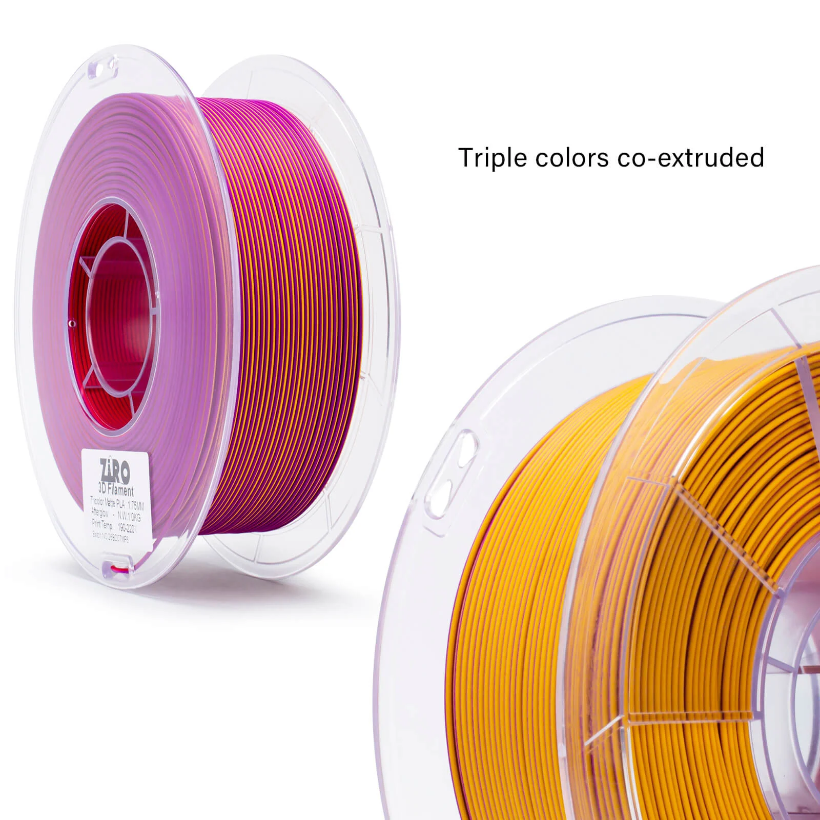 ZIRO Tri-color Matte PLA Filament 1.75mm, Afterglow - Image 7