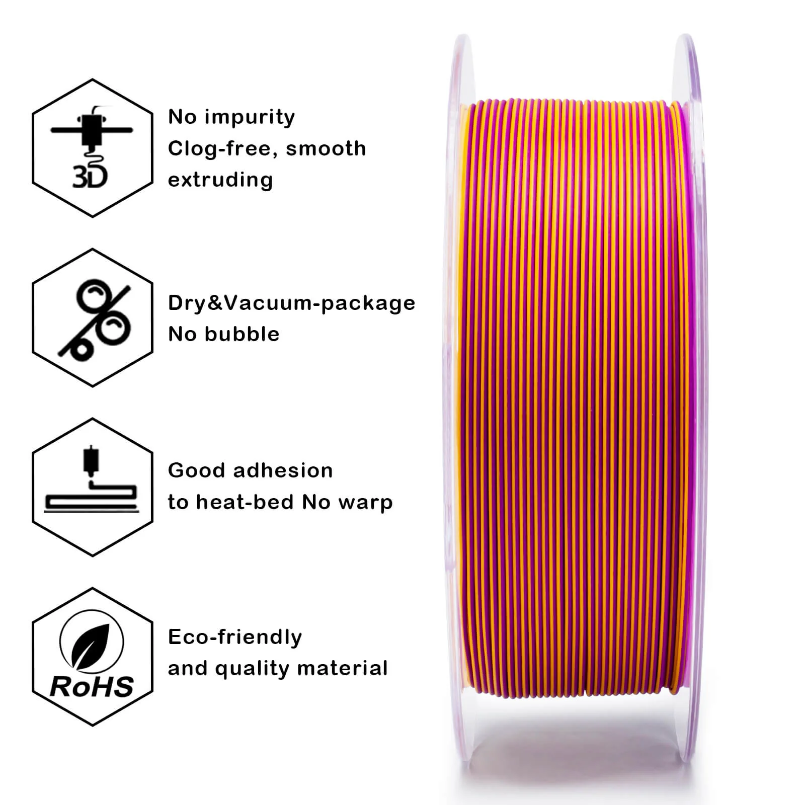 ZIRO Tri-color Matte PLA Filament 1.75mm, Afterglow - Image 8
