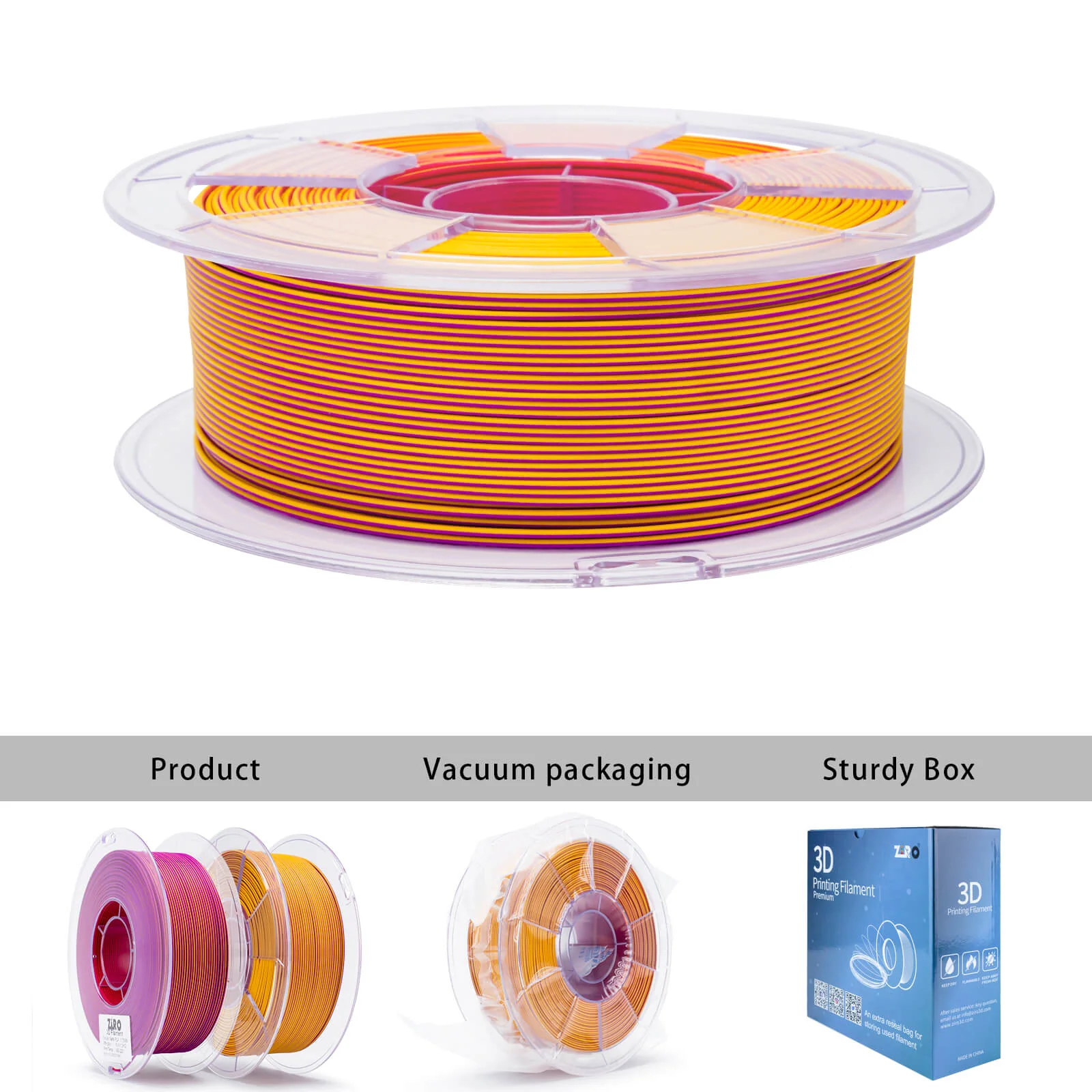 ZIRO Tri-color Matte PLA Filament 1.75mm, Afterglow - Image 9