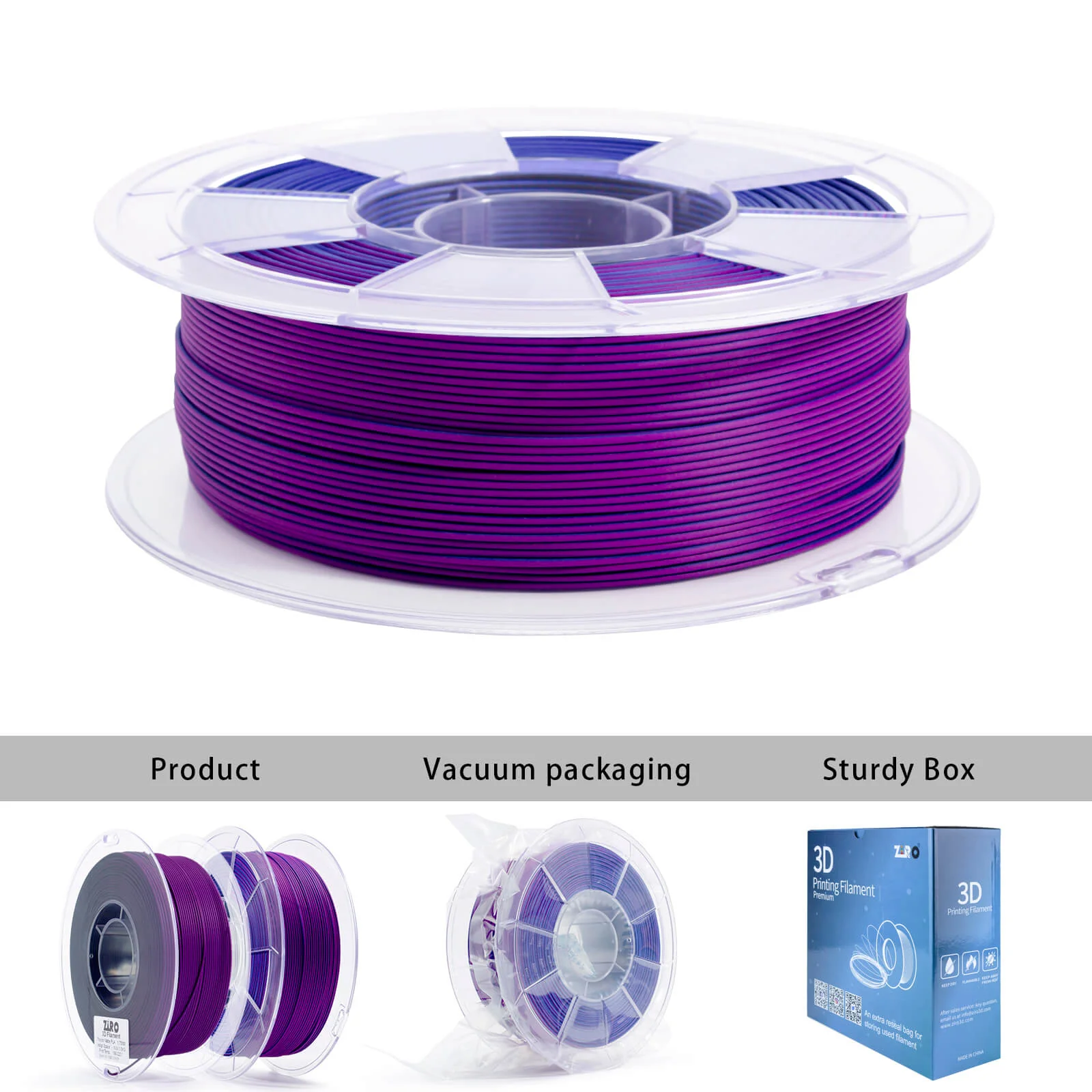 ZIRO Tri-color Matte PLA Filament 1.75mm, Indigo Space - Image 8