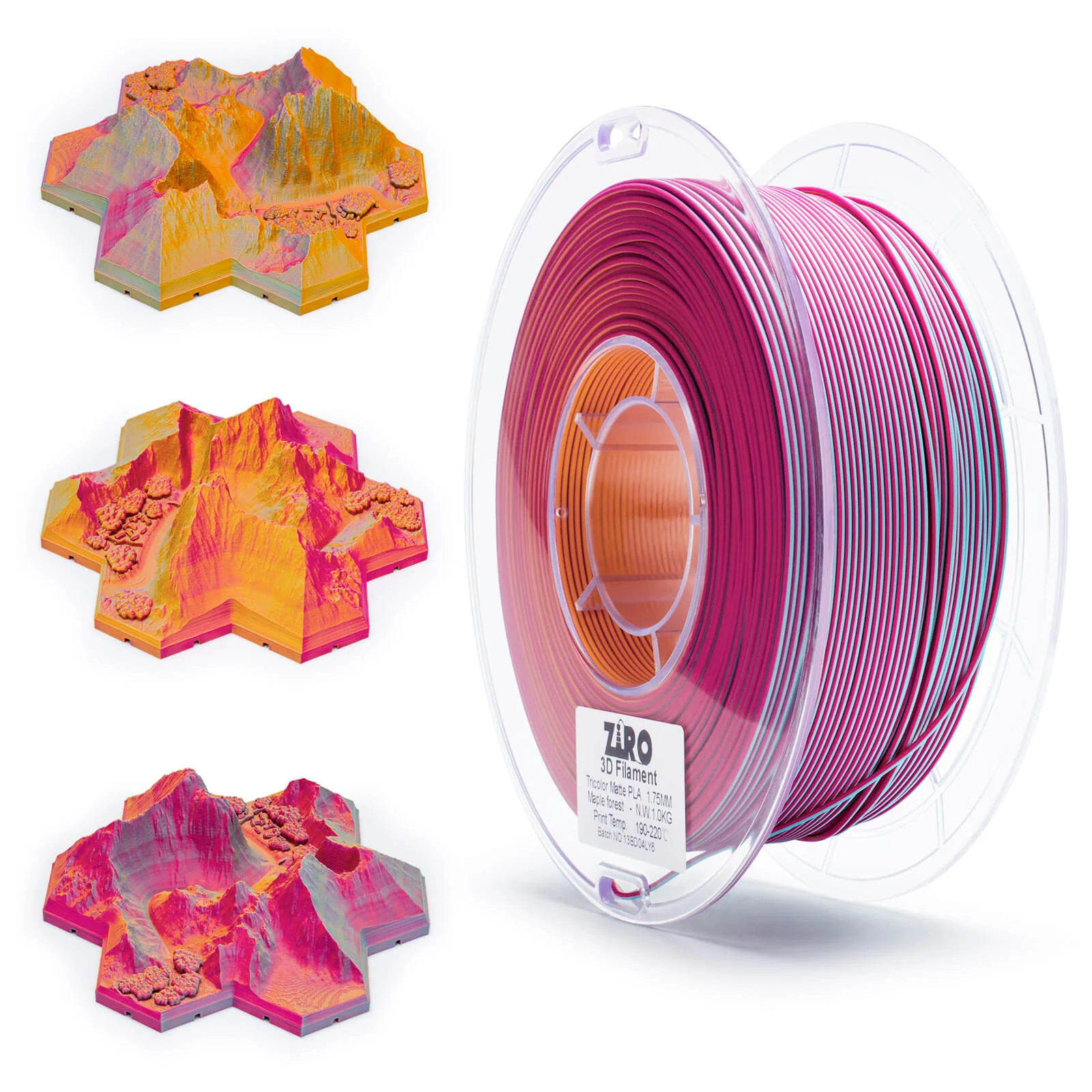 ZIRO Tri-color Matte PLA Filament 1.75mm, Maple Forest - Image 4