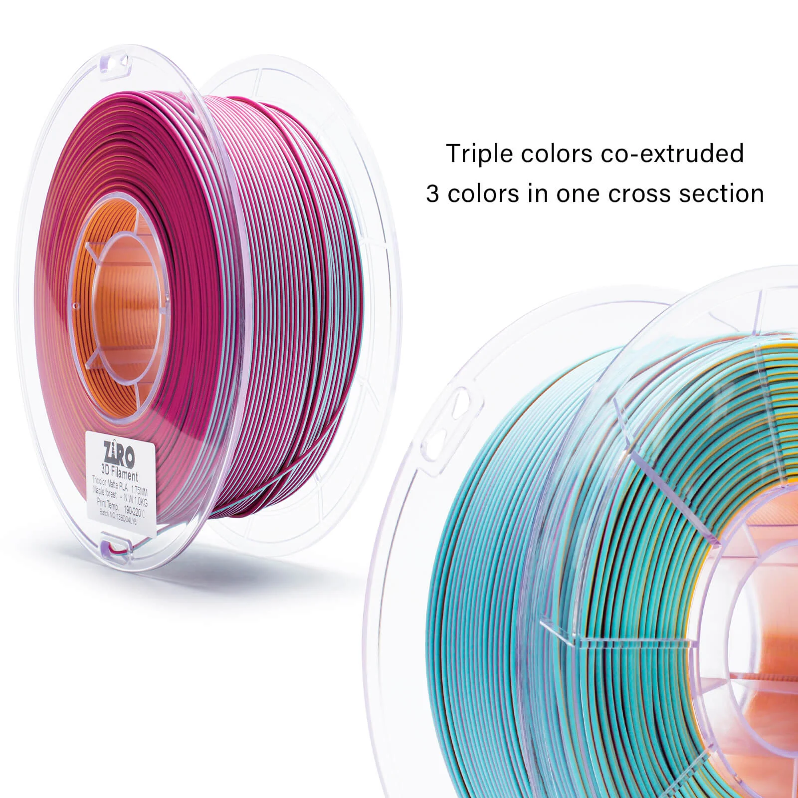 ZIRO Tri-color Matte PLA Filament 1.75mm, Maple Forest - Image 9