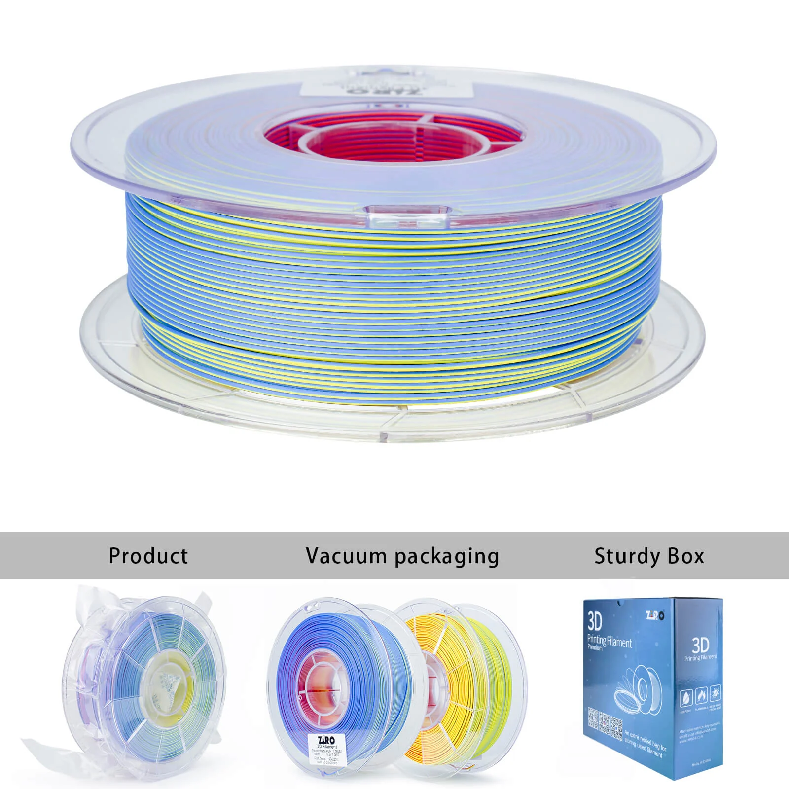 ZIRO Tri-color Matte PLA Filament 1.75mm, Neon - Image 12