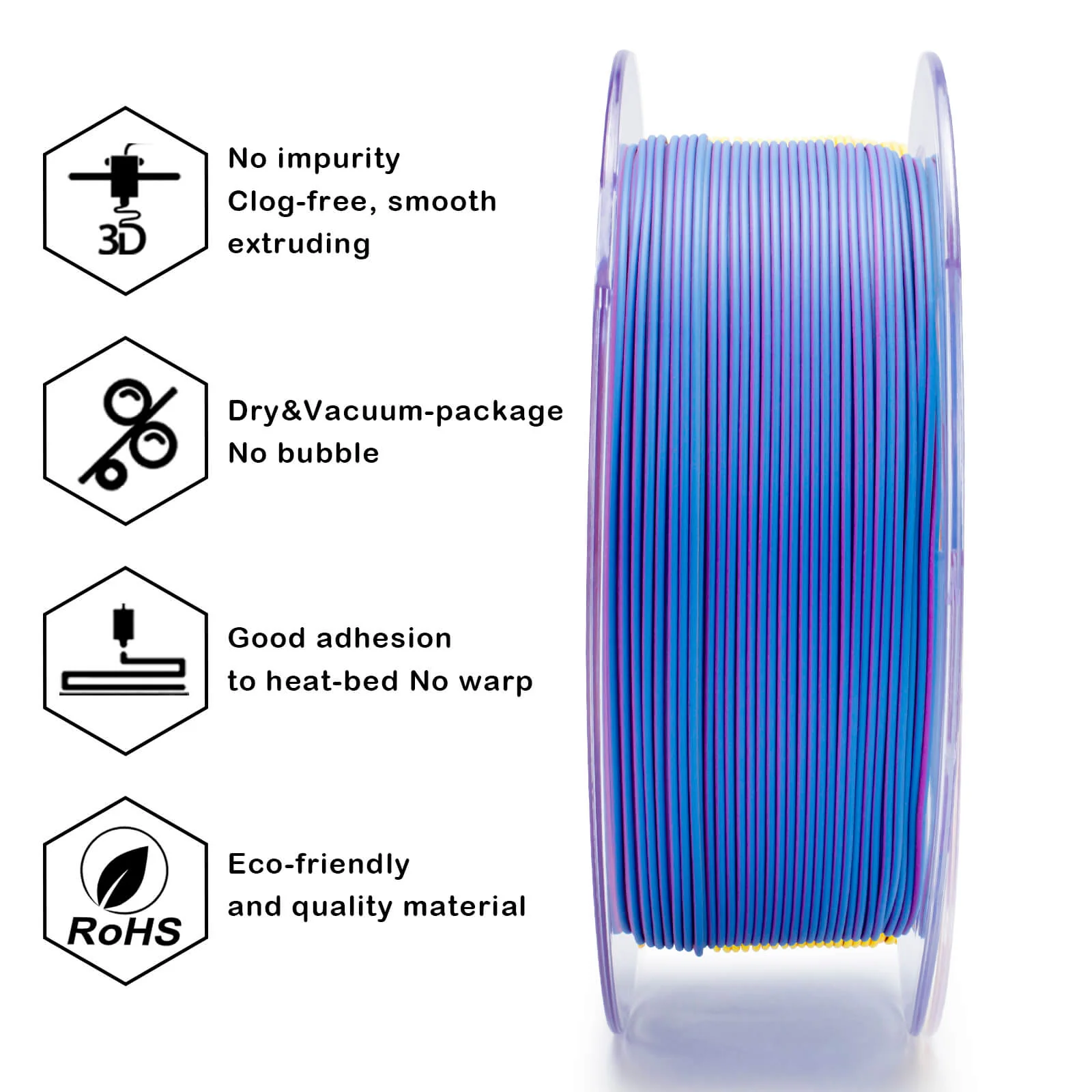 ZIRO Tri-color Matte PLA Filament 1.75mm, Purple Sunset - Image 14