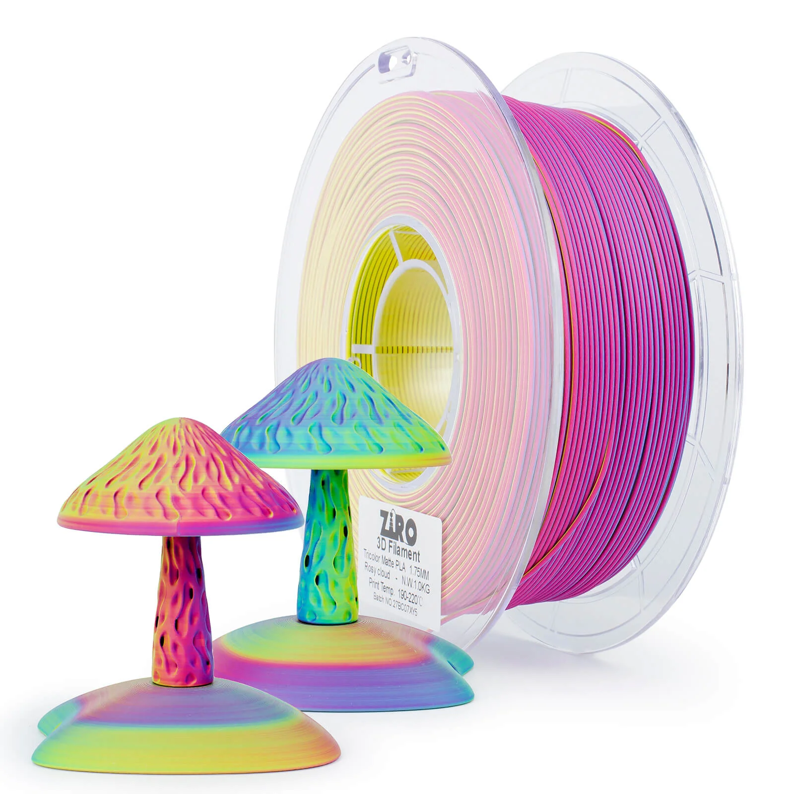 ZIRO Tri-color Matte PLA Filament 1.75mm, Rosy Cloud - Image 4