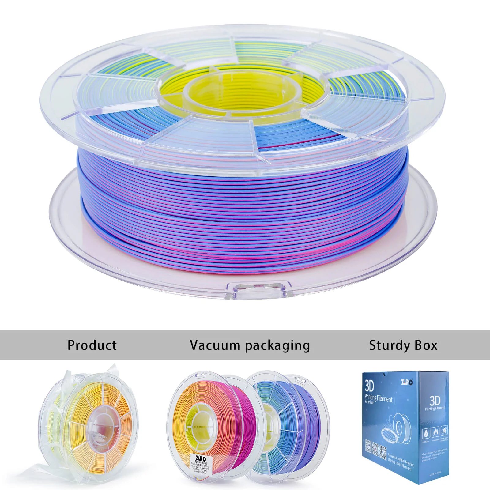 ZIRO Tri-color Matte PLA Filament 1.75mm, Rosy Cloud - Image 8