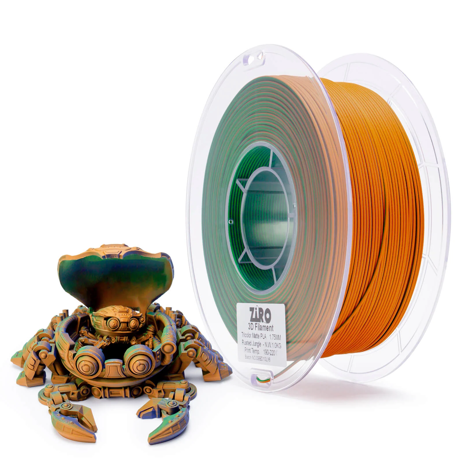 ZIRO Tri-color Matte PLA Filament 1.75mm, Rusted Jungle - Image 3