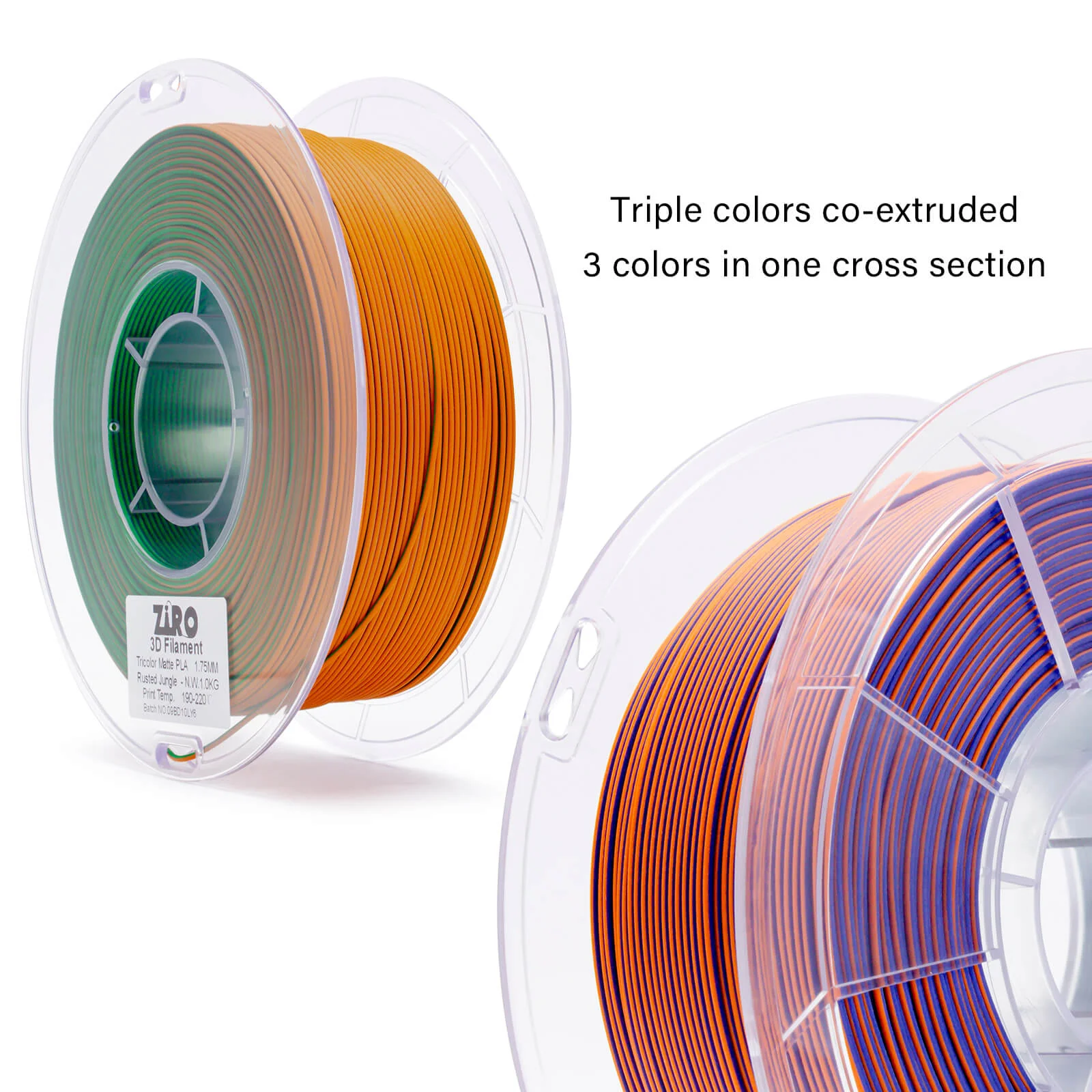 ZIRO Tri-color Matte PLA Filament 1.75mm, Rusted Jungle - Image 6