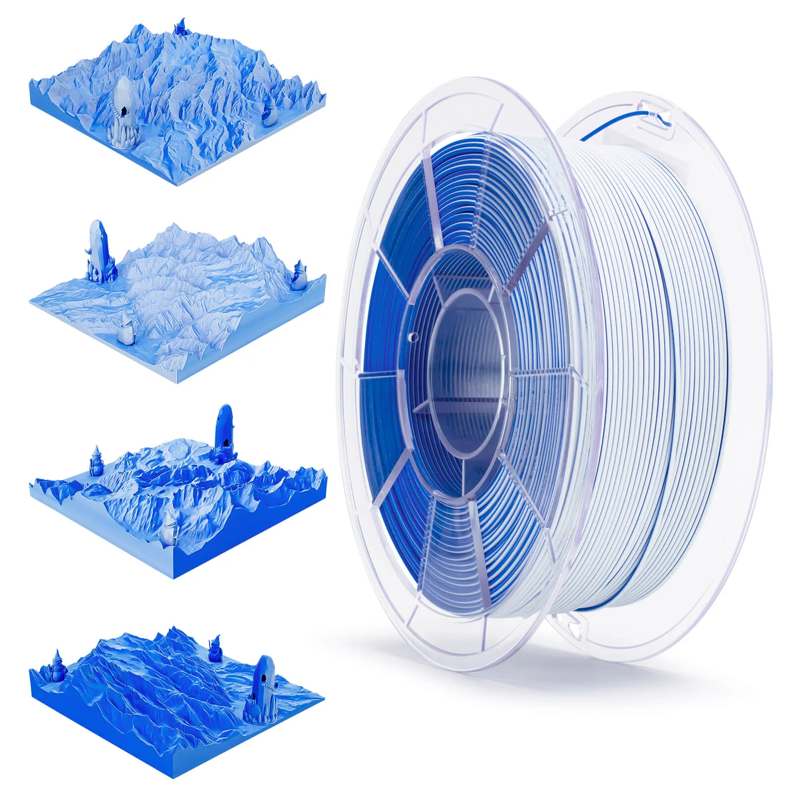 ZIRO Tri-color Matte PLA Filament 1.75mm, Snow Mountain - Image 2
