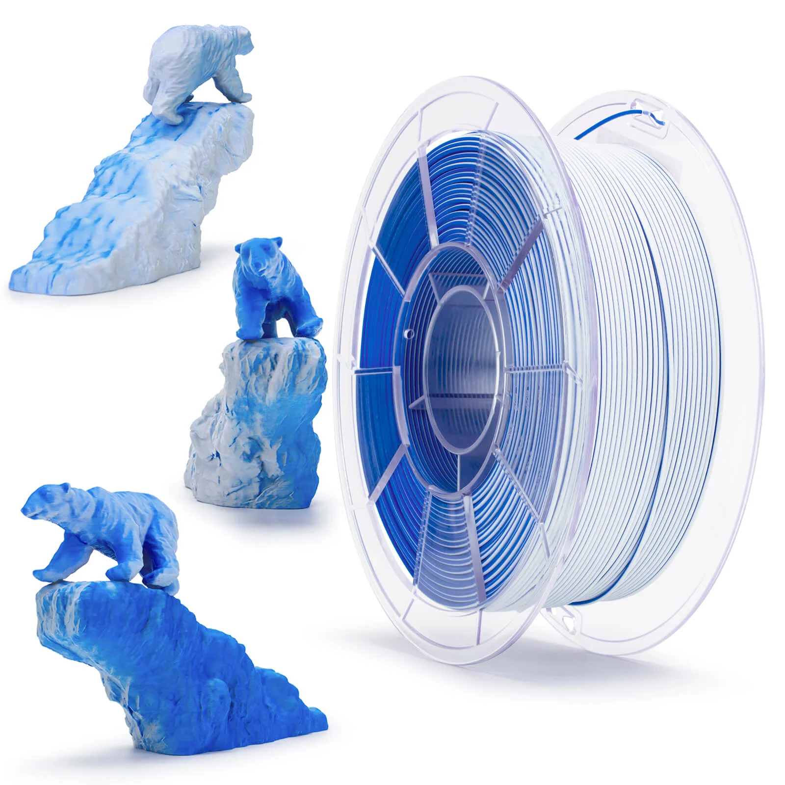 ZIRO Tri-color Matte PLA Filament 1.75mm, Snow Mountain - Image 4