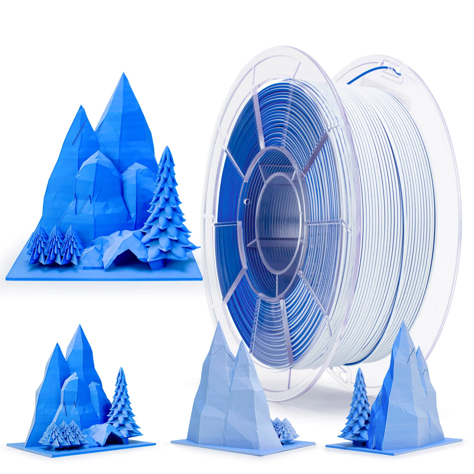 ZIRO Tri-color Matte PLA Filament 1.75mm, Snow Mountain - Image 5