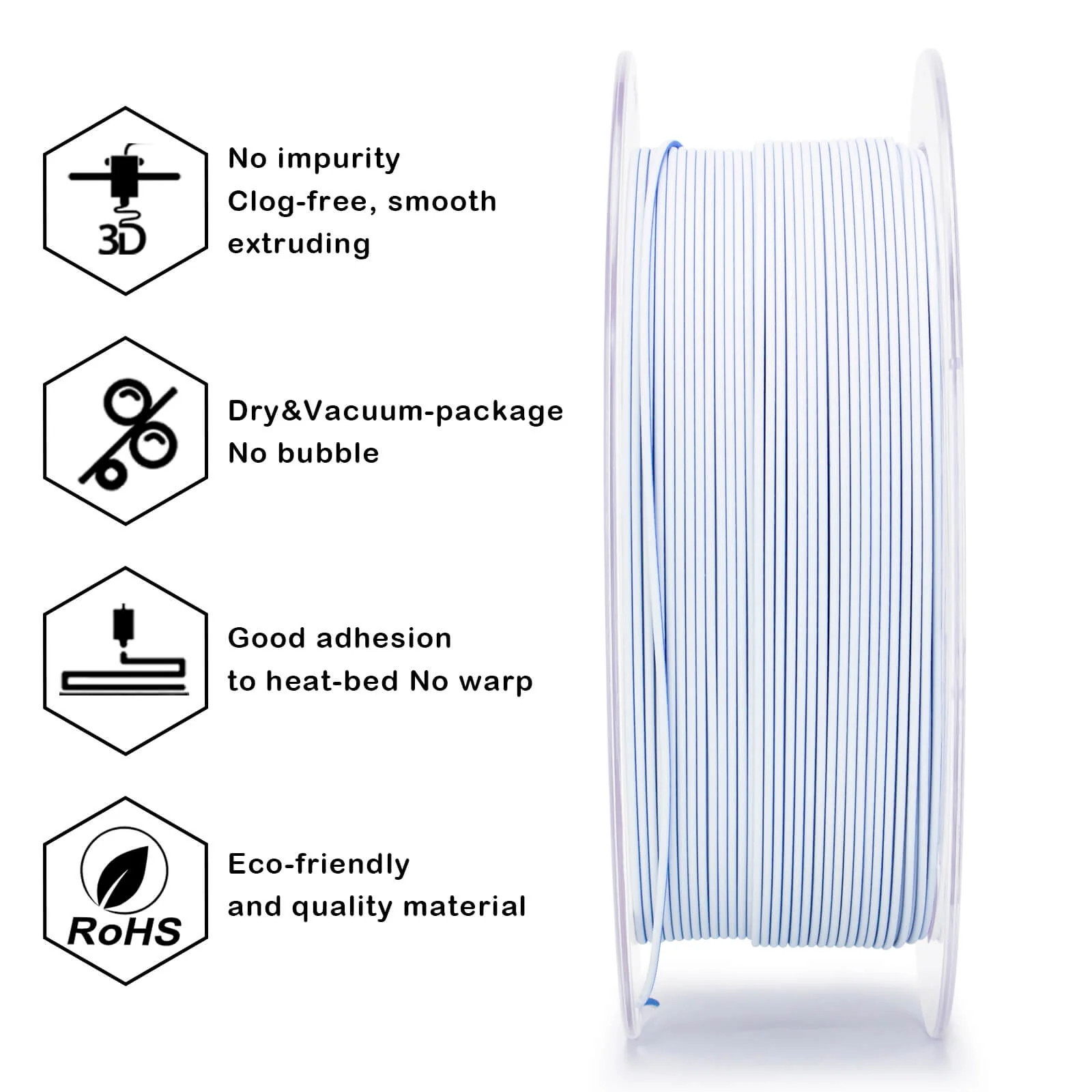 ZIRO Tri-color Matte PLA Filament 1.75mm, Snow Mountain - Image 9