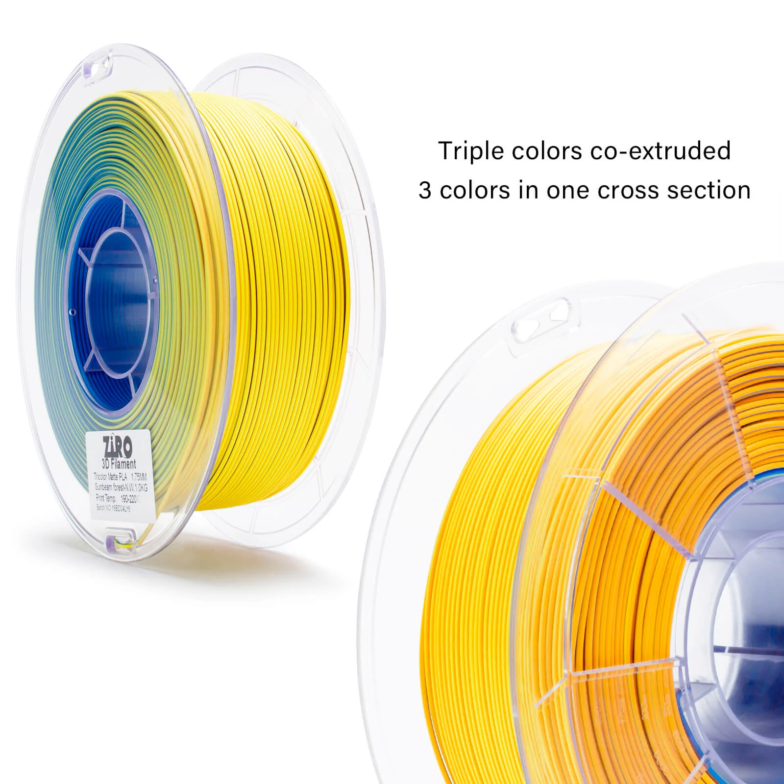 ZIRO Tri-color Matte PLA Filament 1.75mm, Sunbeam Forest - Image 12