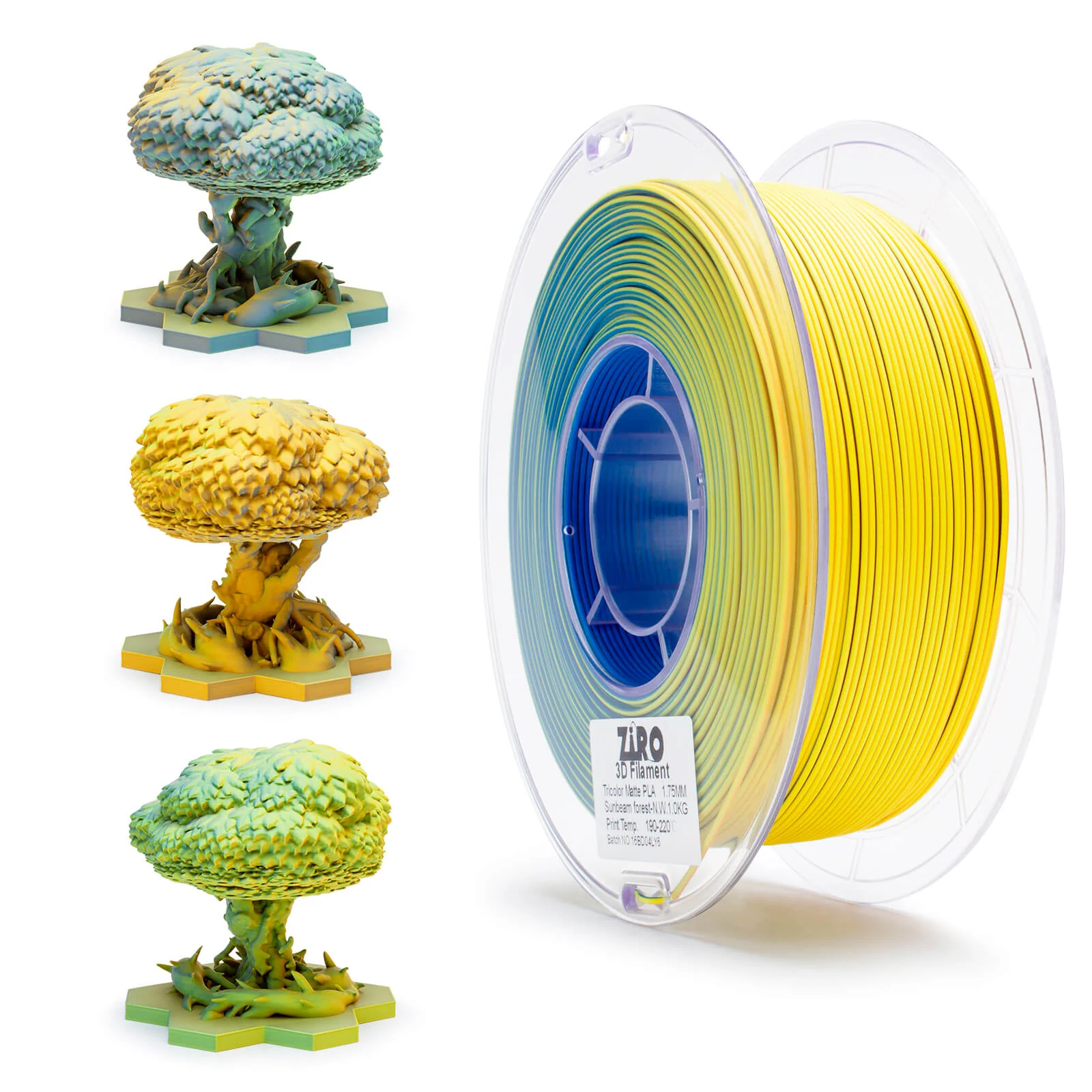 ZIRO Tri-color Matte PLA Filament 1.75mm, Sunbeam Forest - Image 6