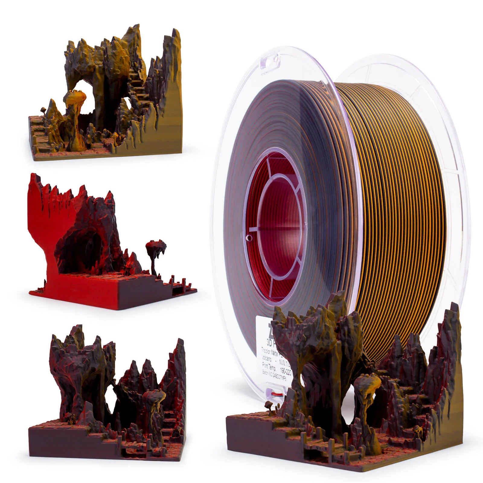 ZIRO Tri-color Matte PLA Filament 1.75mm, Volcano - Image 3