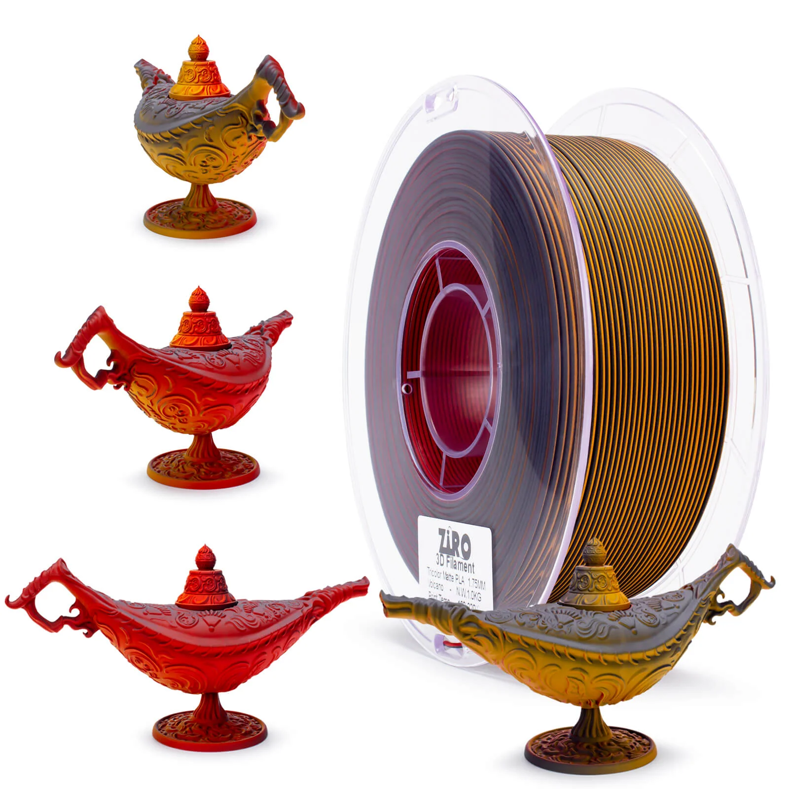 ZIRO Tri-color Matte PLA Filament 1.75mm, Volcano - Image 4