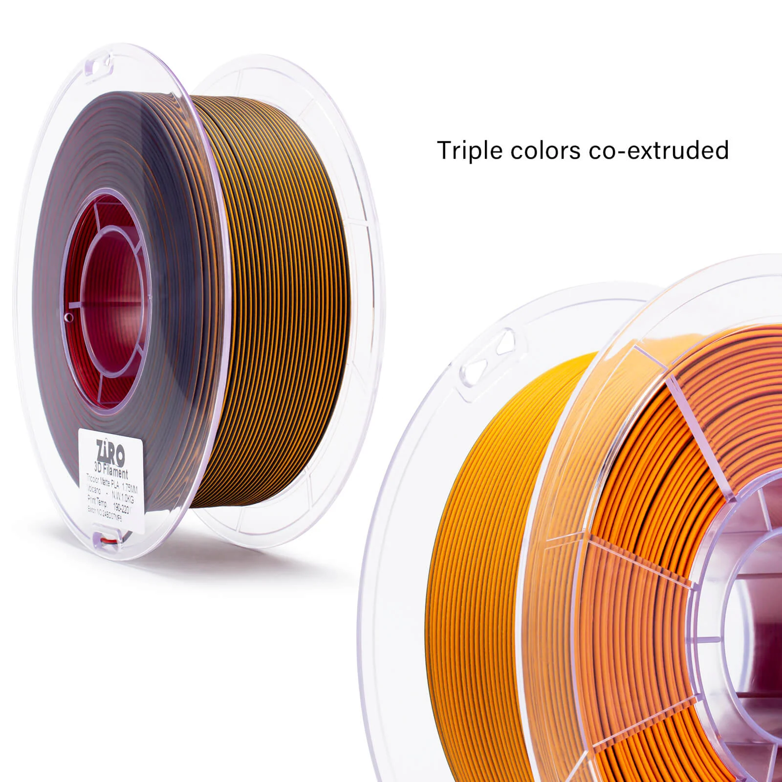 ZIRO Tri-color Matte PLA Filament 1.75mm, Volcano - Image 7