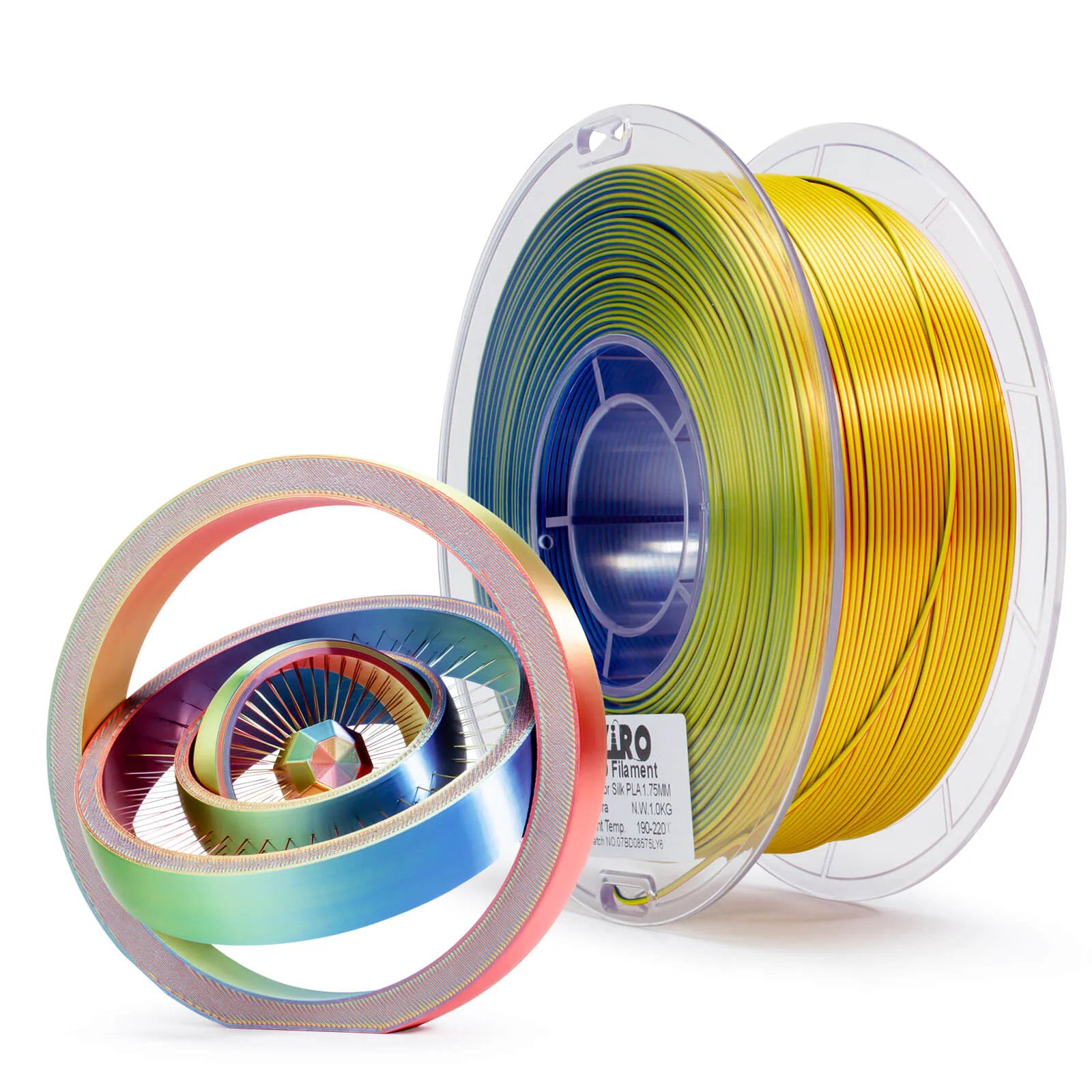 ZIRO Tri-color Silk PLA Filament 1.75mm, Aurora - Image 3